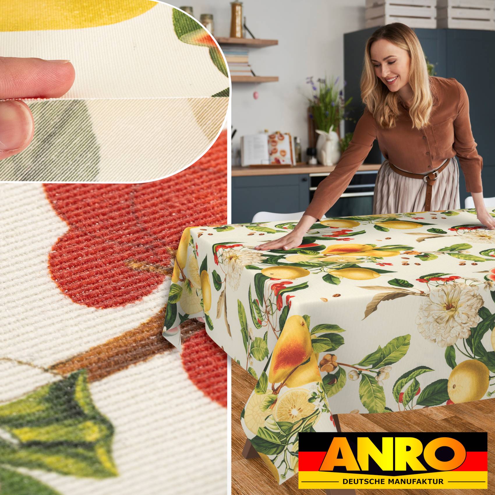 VIL0022_20 Tischdecke abwaschbar Stofftischdecke Gartentischdecke Textil Tischtuch Tafeldecke Meterware Sandias