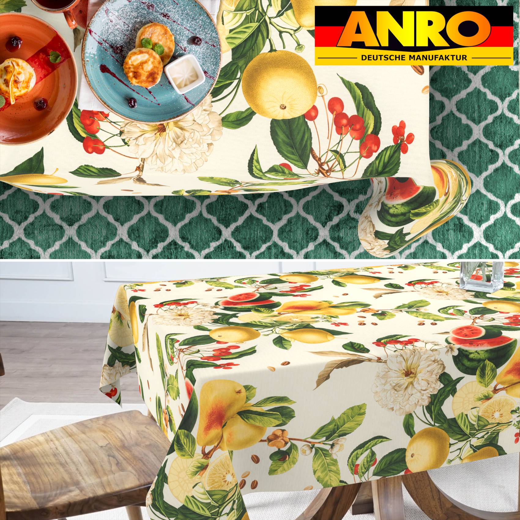 VIL0022_SQ_70 Tischdecke abwaschbar Stofftischdecke Gartentischdecke Textil Tischtuch Tafeldecke Meterware Sandias