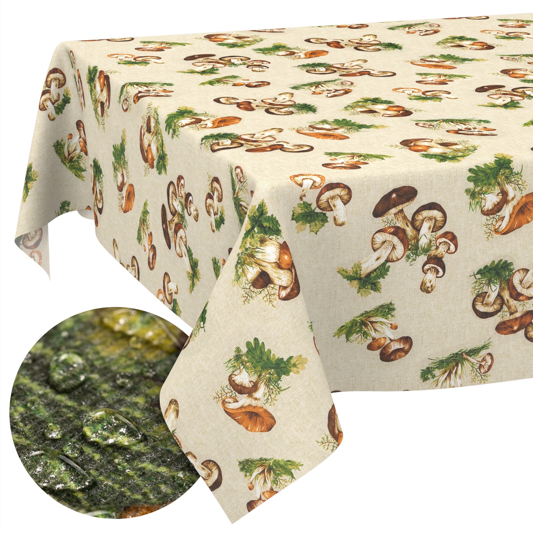VIL2980_SQ_13B Tischdecke abwaschbar Stofftischdecke Gartentischdecke Textil Tischtuch Tafeldecke Meterware Pilze