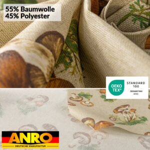 Tischdecke abwaschbar Stofftischdecke Gartentischdecke Textil Tischtuch Tafeldecke Meterware Pilze