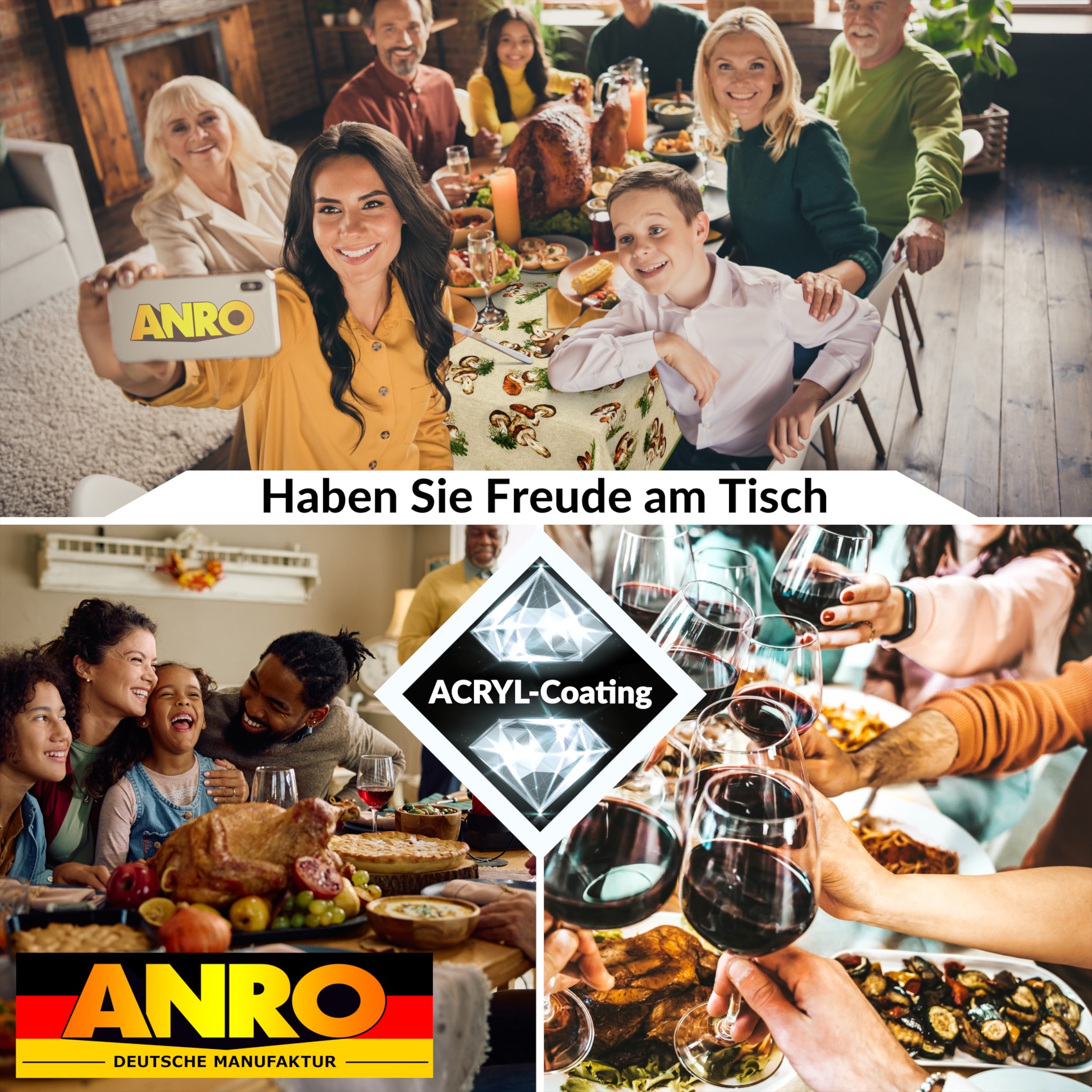 VIL2980_80 Tischdecke abwaschbar Stofftischdecke Gartentischdecke Textil Tischtuch Tafeldecke Meterware Pilze