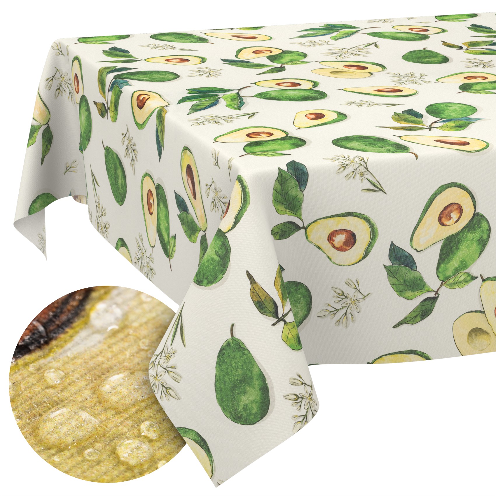VIL3158_SQ_13B Tischdecke abwaschbar Stofftischdecke Gartentischdecke Textil Tischtuch Tafeldecke Meterware Avocado