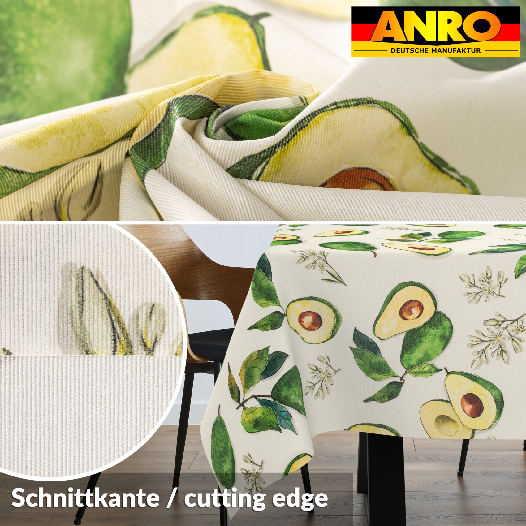 VIL3158_SQ_30 Tischdecke abwaschbar Stofftischdecke Gartentischdecke Textil Tischtuch Tafeldecke Meterware Avocado