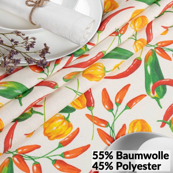 Tischdecke abwaschbar Stofftischdecke Gartentischdecke Textil Tischtuch Tafeldecke Meterware Chili