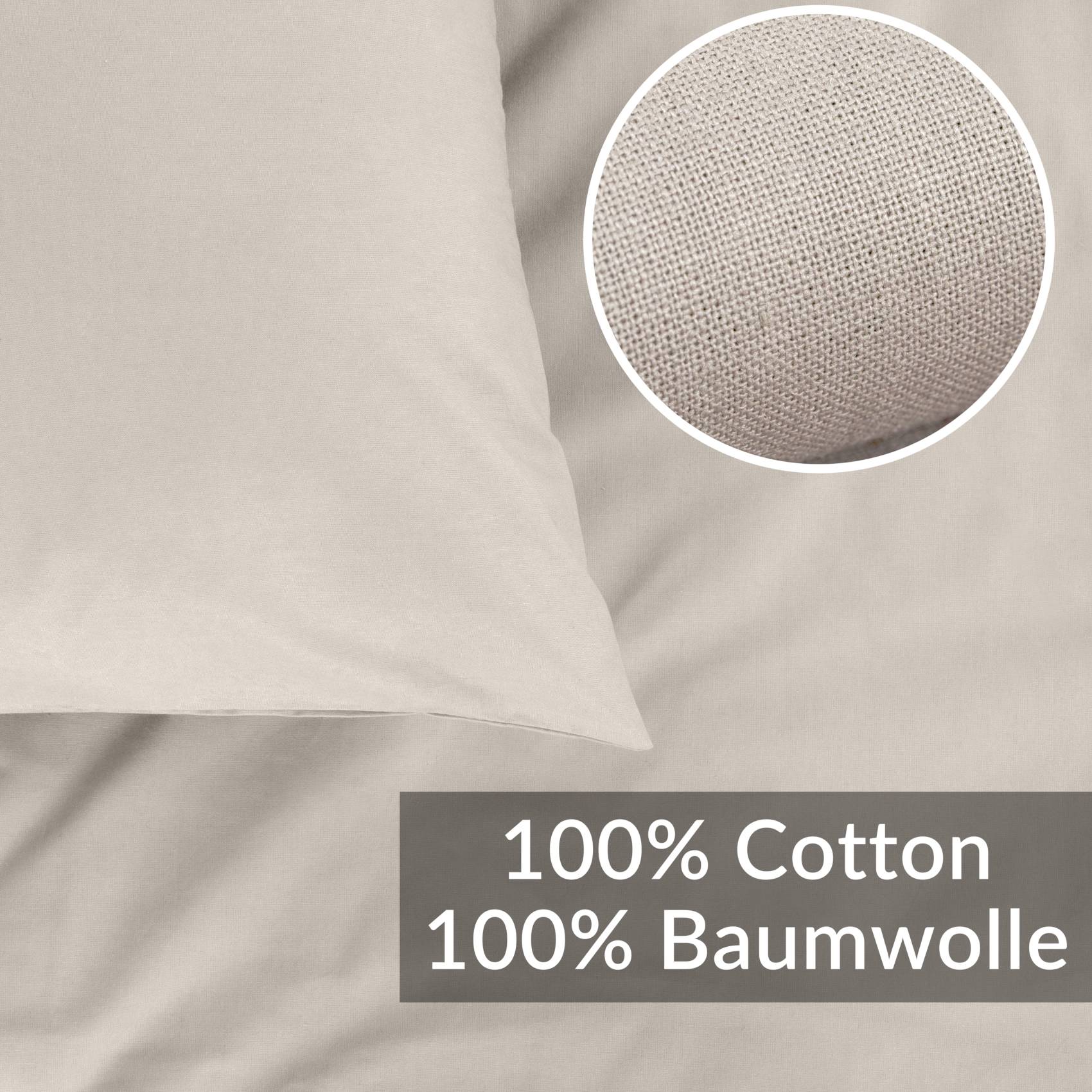 STKISS-BEIG_20 Kissenbezug Kopfkissenbezug 100% Baumwolle Kissenhülle atmungsaktiv Beige