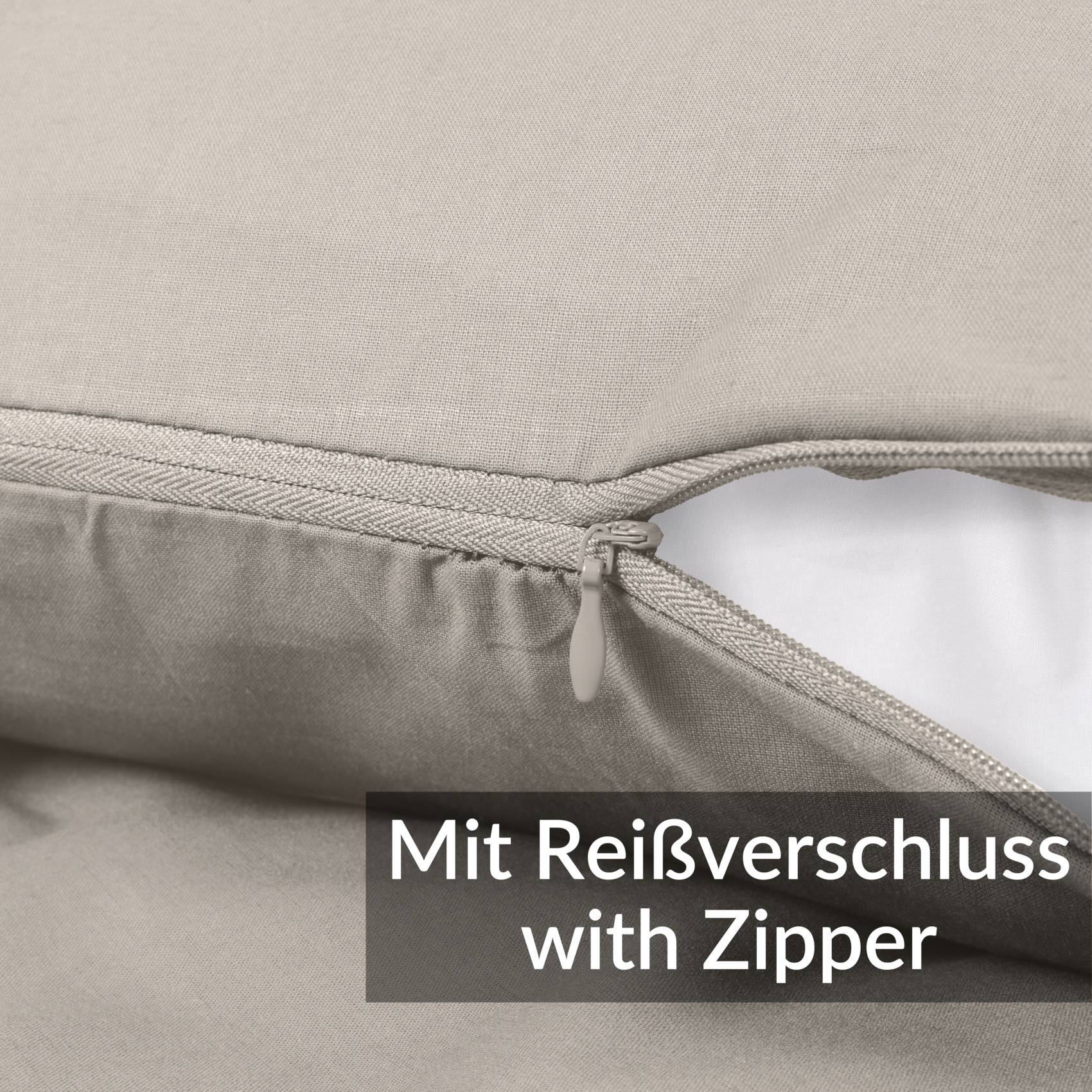 STKISS-BEIG_50 Kissenbezug Kopfkissenbezug 100% Baumwolle Kissenhülle atmungsaktiv Beige