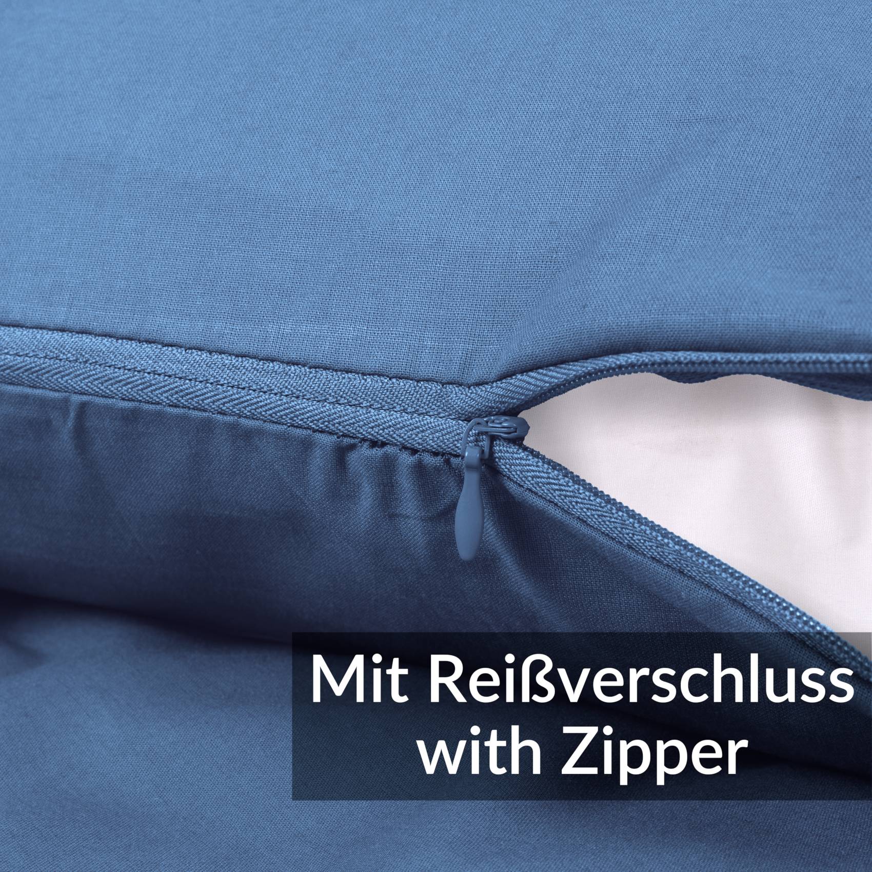 STKISS-BLAU_50 Kissenbezug Kopfkissenbezug 100% Baumwolle Kissenhülle atmungsaktiv Blau