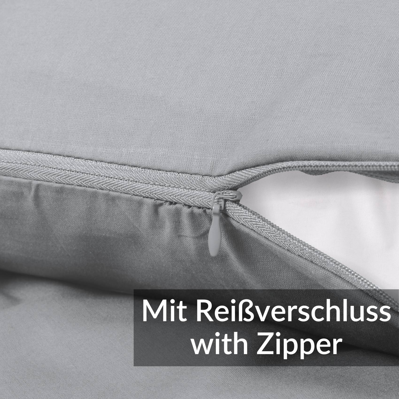 STKISS-GRAU_50 Kissenbezug Kopfkissenbezug 100% Baumwolle Kissenhülle atmungsaktiv Hellgrau