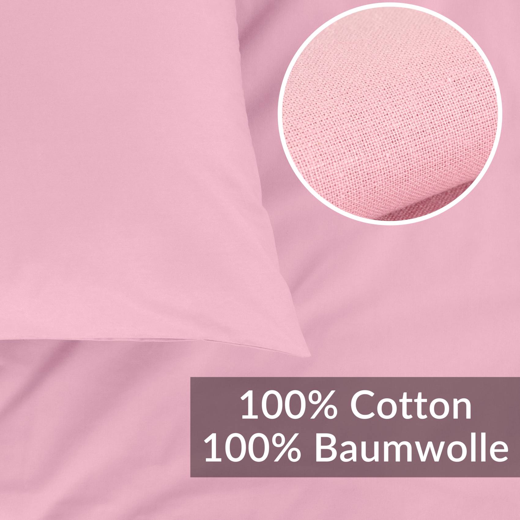 STKISS-ROSA_20 Kissenbezug Kopfkissenbezug 100% Baumwolle Kissenhülle atmungsaktiv Rosa