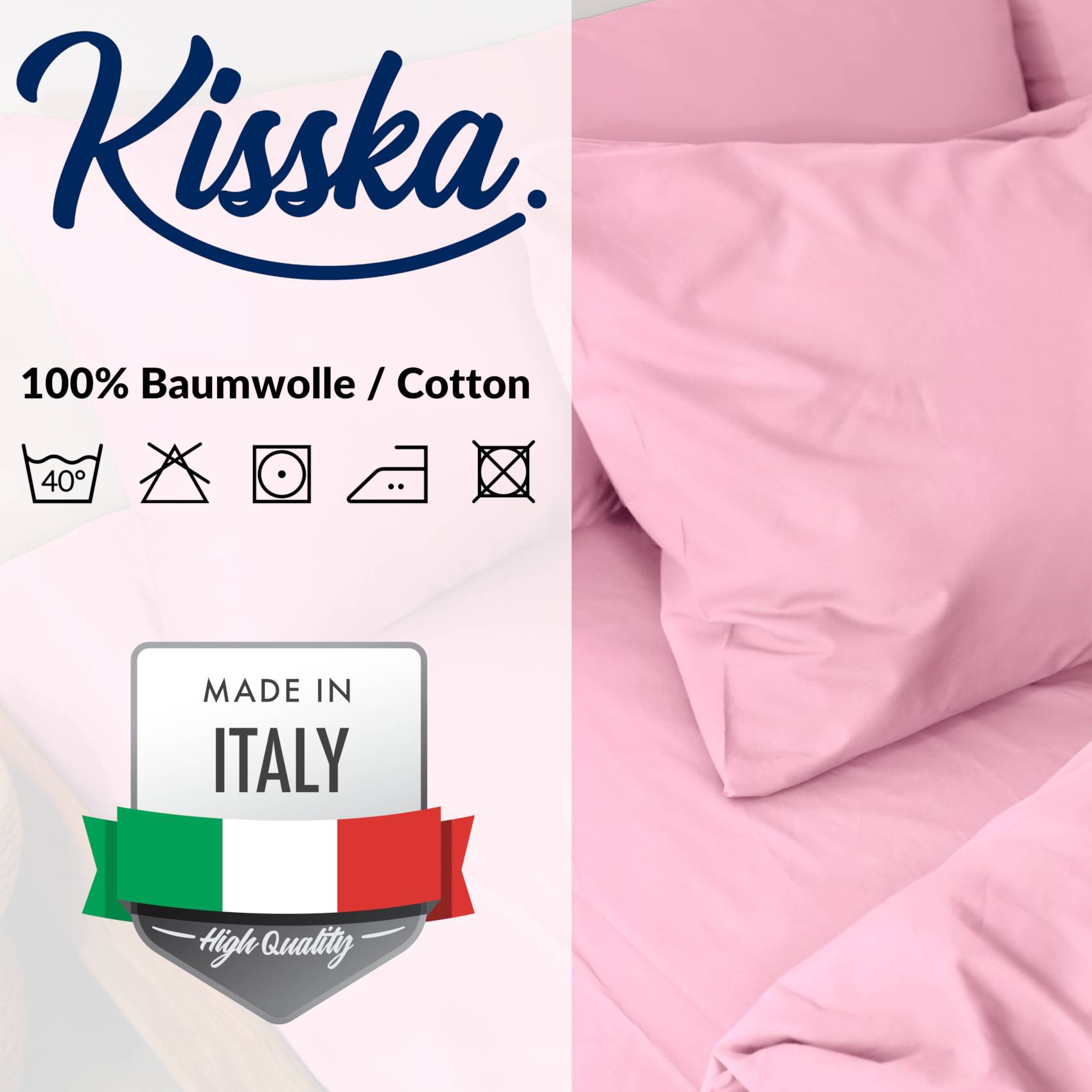 STKISS-ROSA_40 Kissenbezug Kopfkissenbezug 100% Baumwolle Kissenhülle atmungsaktiv Rosa