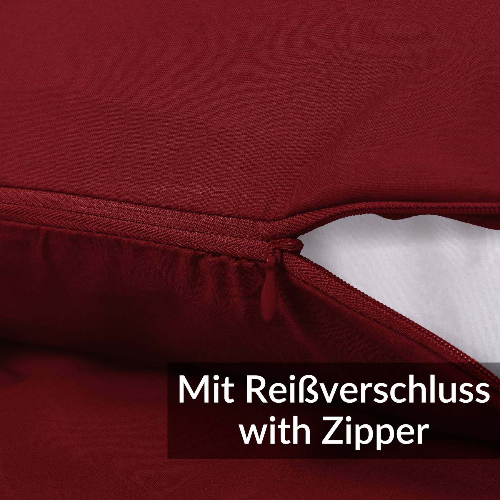 STKISS-ROTT_50 Kissenbezug Kopfkissenbezug 100% Baumwolle Kissenhülle atmungsaktiv Bordeaux