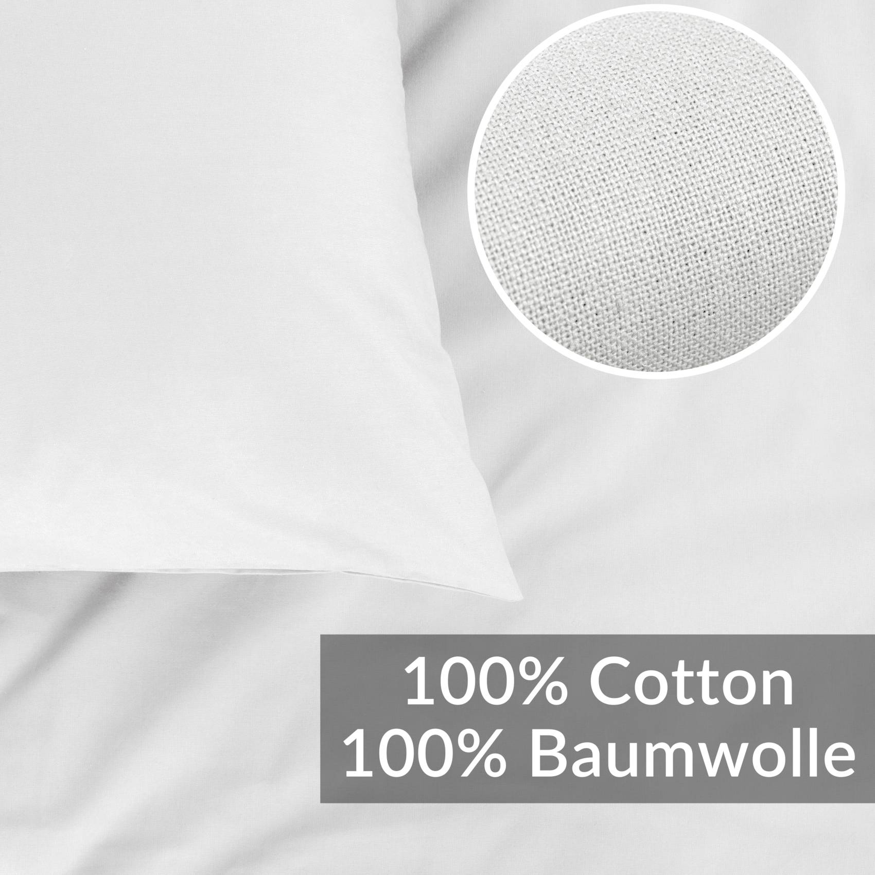 STKISS-WEIS_20 Kissenbezug Kopfkissenbezug 100% Baumwolle Kissenhülle atmungsaktiv Weiß