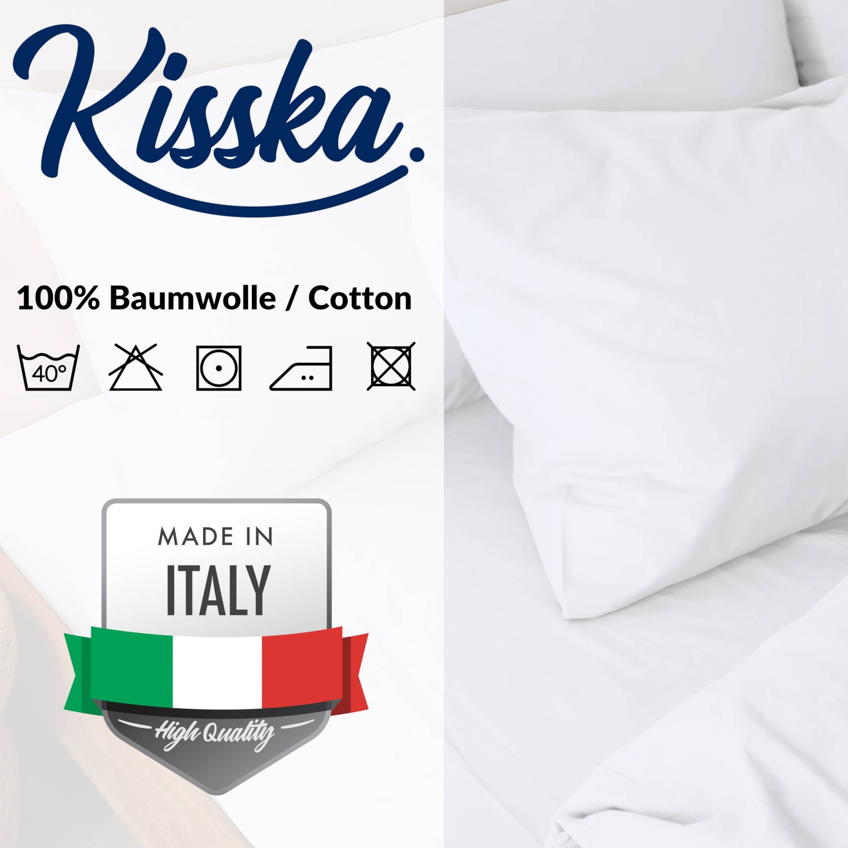 STKISS-WEIS_40 Kissenbezug Kopfkissenbezug 100% Baumwolle Kissenhülle atmungsaktiv Weiß