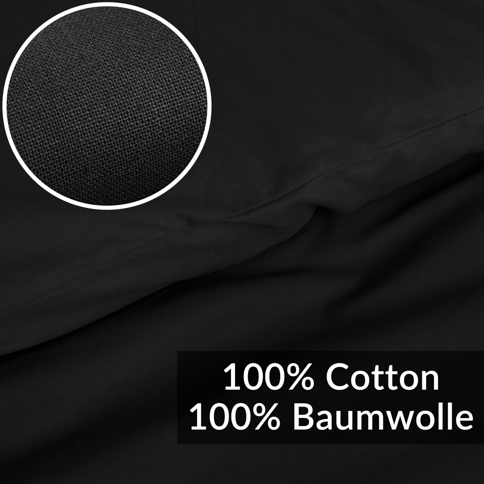 STBETT-SCHW_20 Bettbezug Bettdeckenbezug 100% Baumwolle Bettwäsche Bettdecke Schwarz