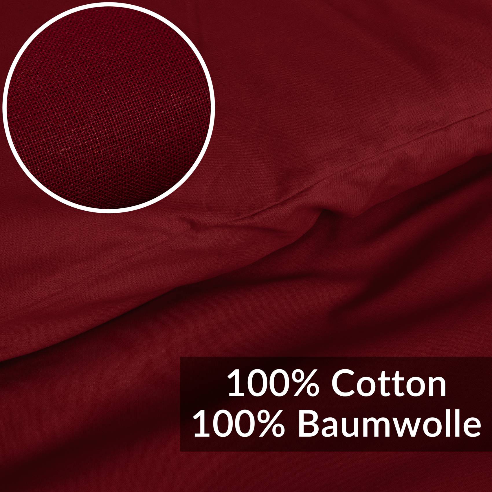 STBETT-ROTT_20 Bettbezug Bettdeckenbezug 100% Baumwolle Bettwäsche Bettdecke Bordeaux