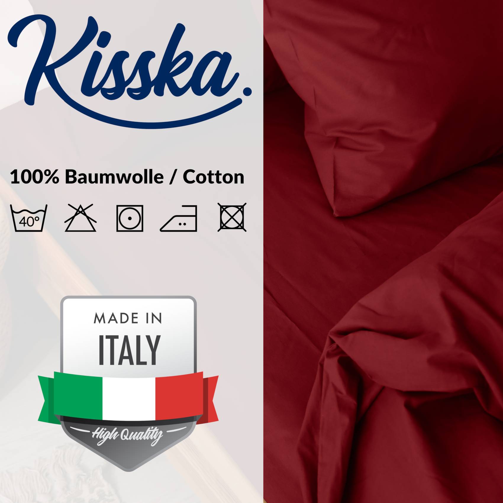 STBETT-ROTT_50 Bettbezug Bettdeckenbezug 100% Baumwolle Bettwäsche Bettdecke Bordeaux