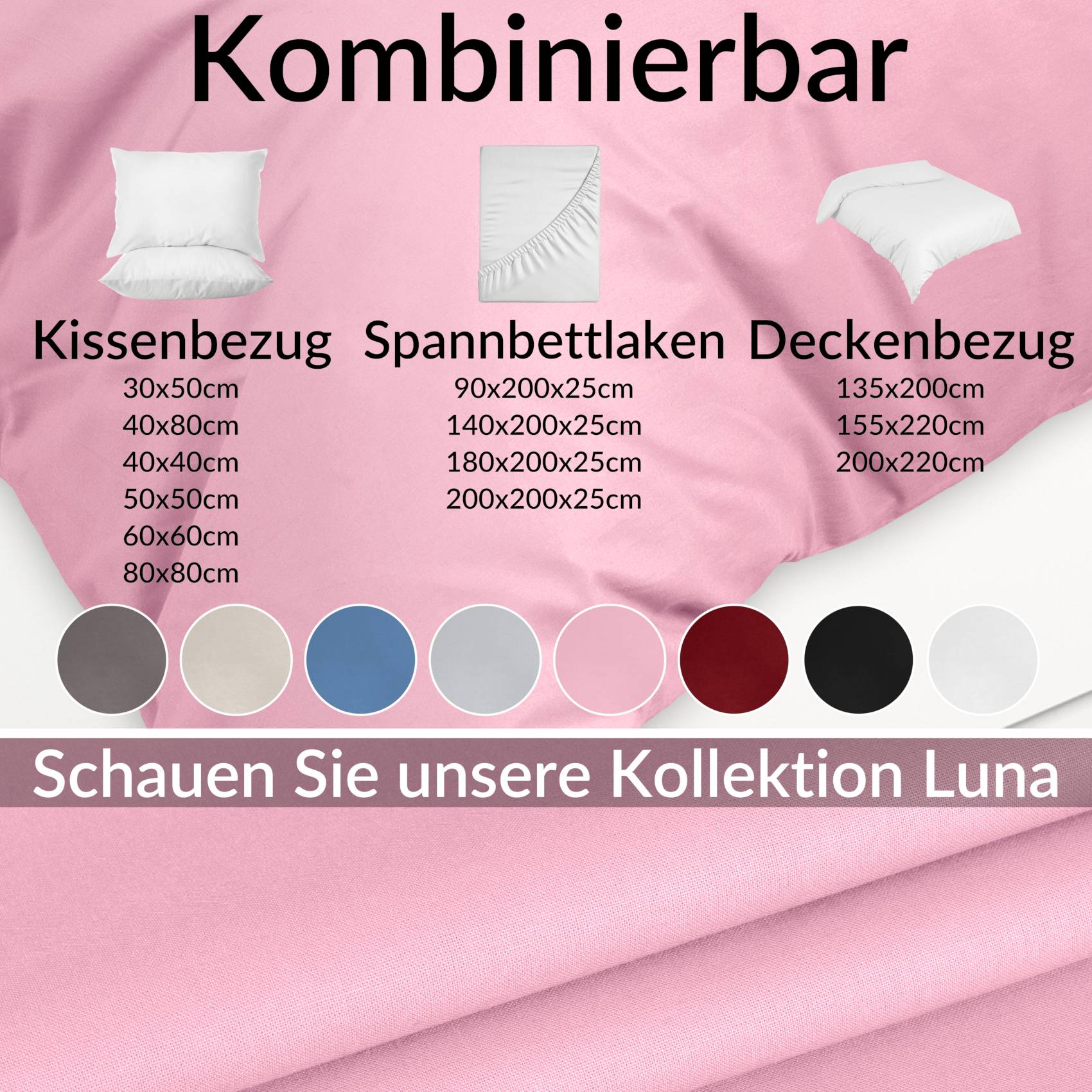STBETT-ROSA_30 Bettbezug Bettdeckenbezug 100% Baumwolle Bettwäsche Bettdecke Rosa