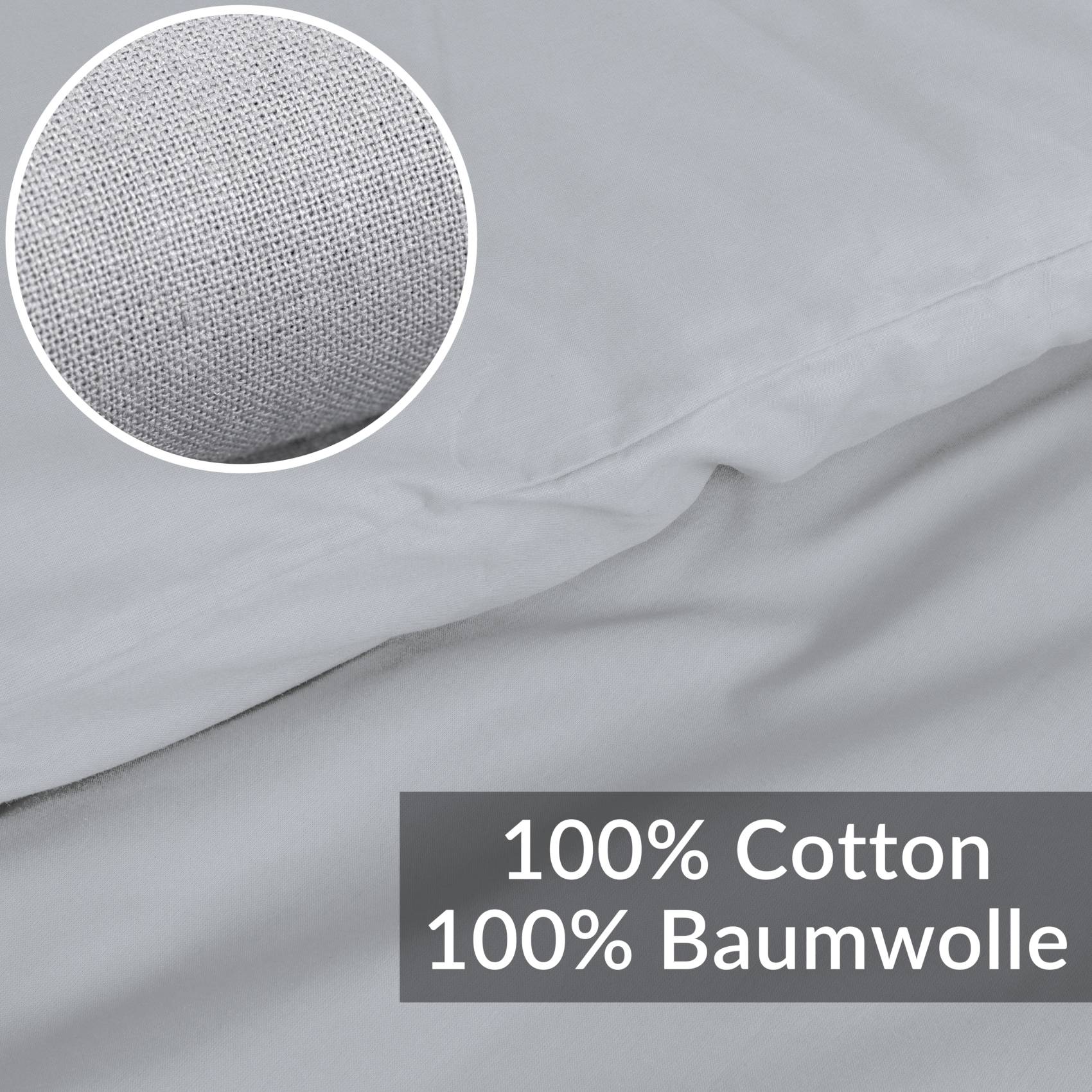 STBETT-GRAU_20 Bettbezug Bettdeckenbezug 100% Baumwolle Bettwäsche Bettdecke Hellgrau