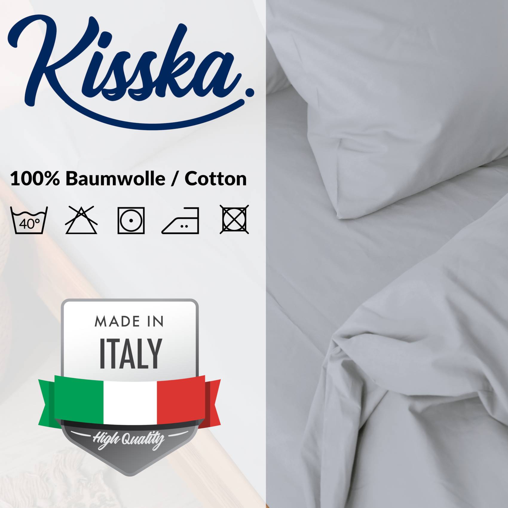 STBETT-GRAU_50 Bettbezug Bettdeckenbezug 100% Baumwolle Bettwäsche Bettdecke Hellgrau