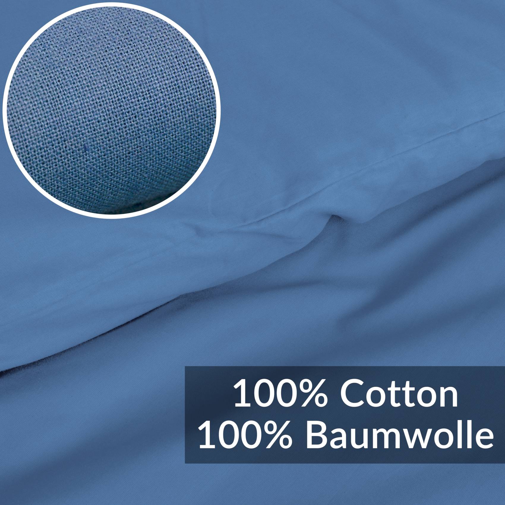 STBETT-BLAU_20 Bettbezug Bettdeckenbezug 100% Baumwolle Bettwäsche Bettdecke Blau