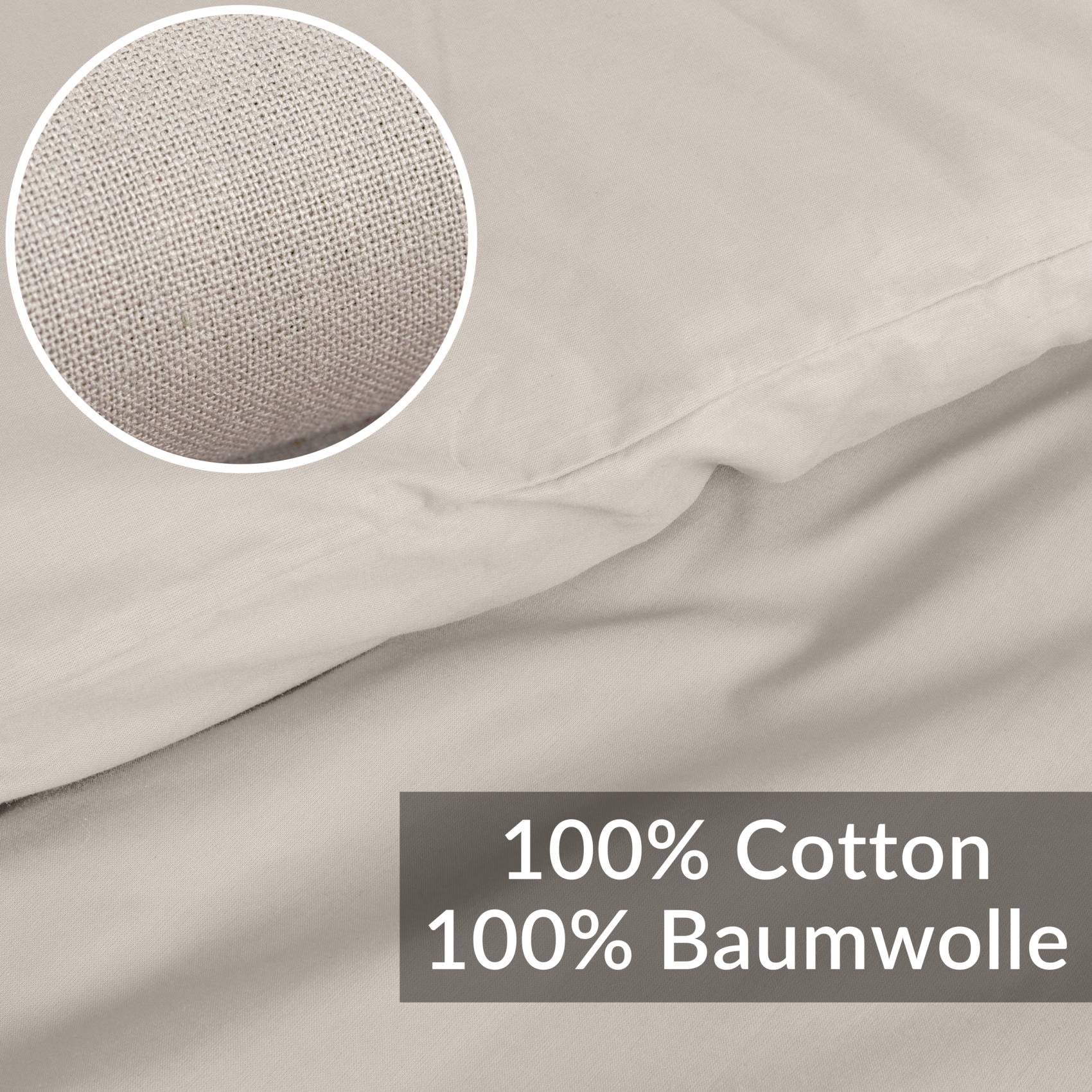 Bettbezug Bettdeckenbezug 100% Baumwolle Bettwäsche Bettdecke Beige