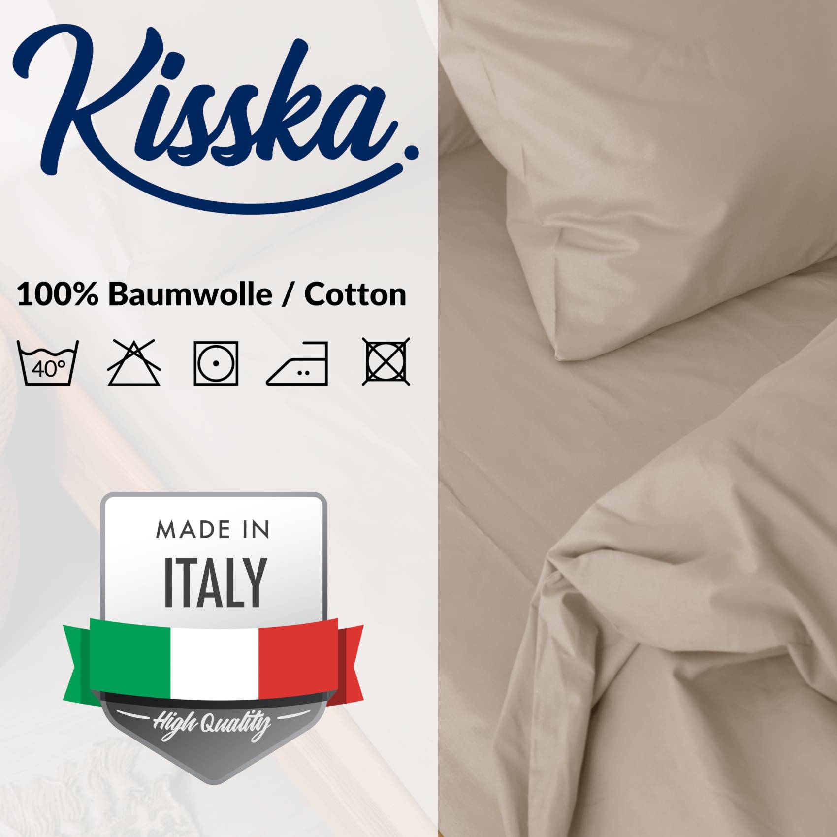 Bettbezug Bettdeckenbezug 100% Baumwolle Bettwäsche Bettdecke Beige