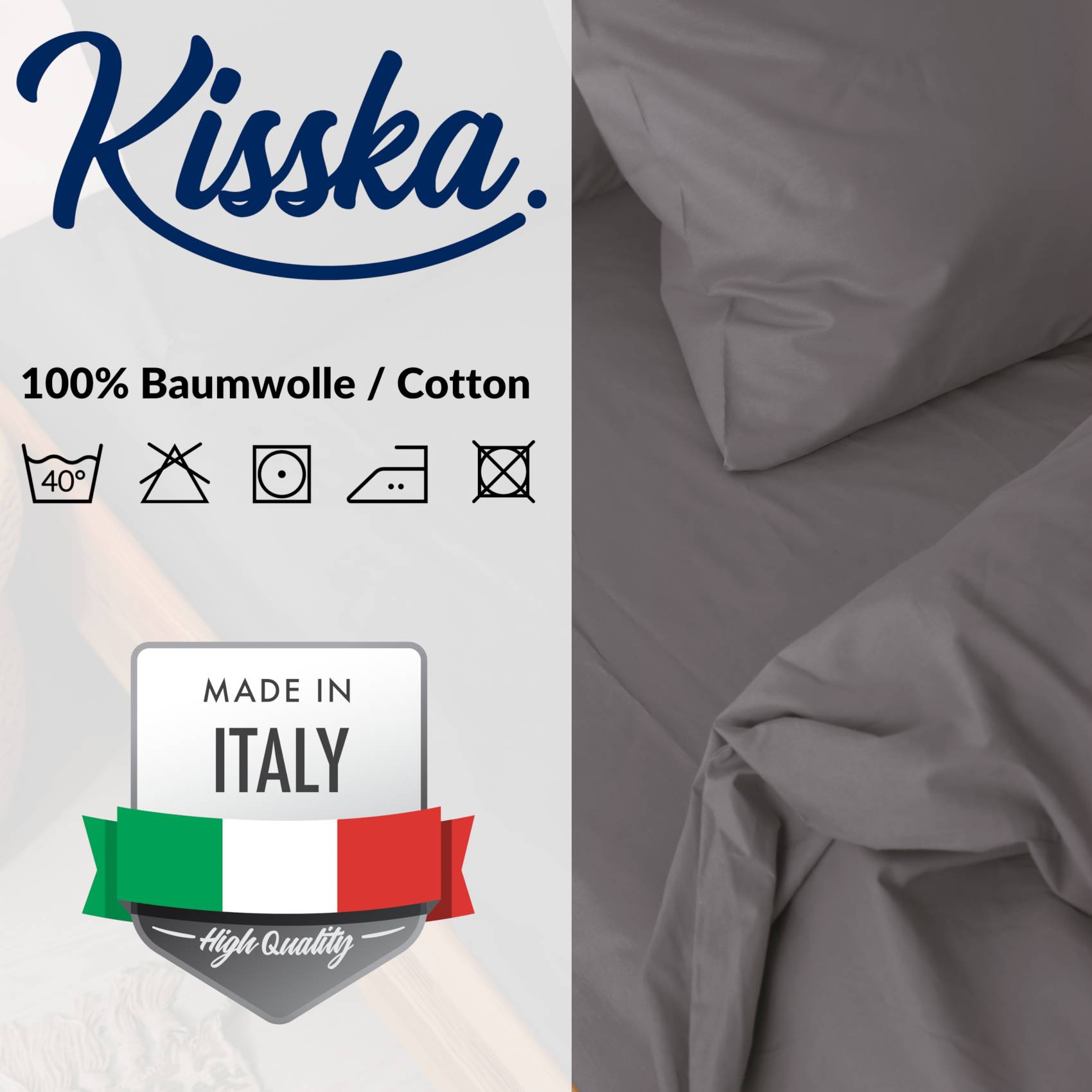 STBETT-ANTR_50 Bettbezug Bettdeckenbezug 100% Baumwolle Bettwäsche Bettdecke Grau