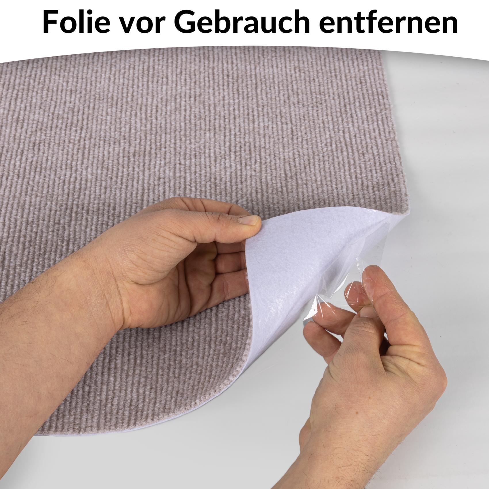 NEMBEIG_30 Selbsthaftende Bodenmatte Teppich Antirutsch-Matte Bodenbelag rutschfest in Meterware Beige