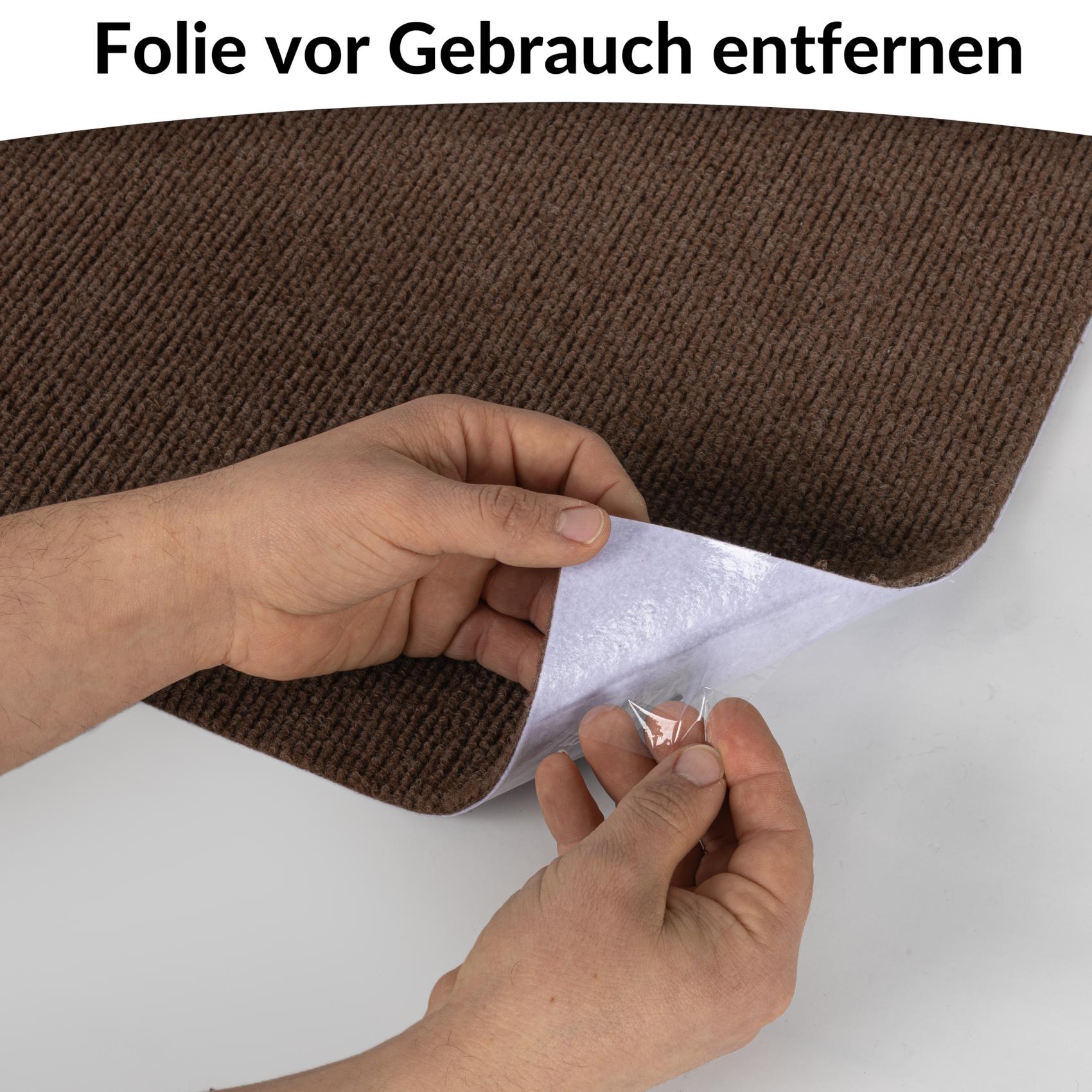 Selbsthaftende Bodenmatte Teppich Antirutsch-Matte Bodenbelag rutschfest in Meterware Schoko