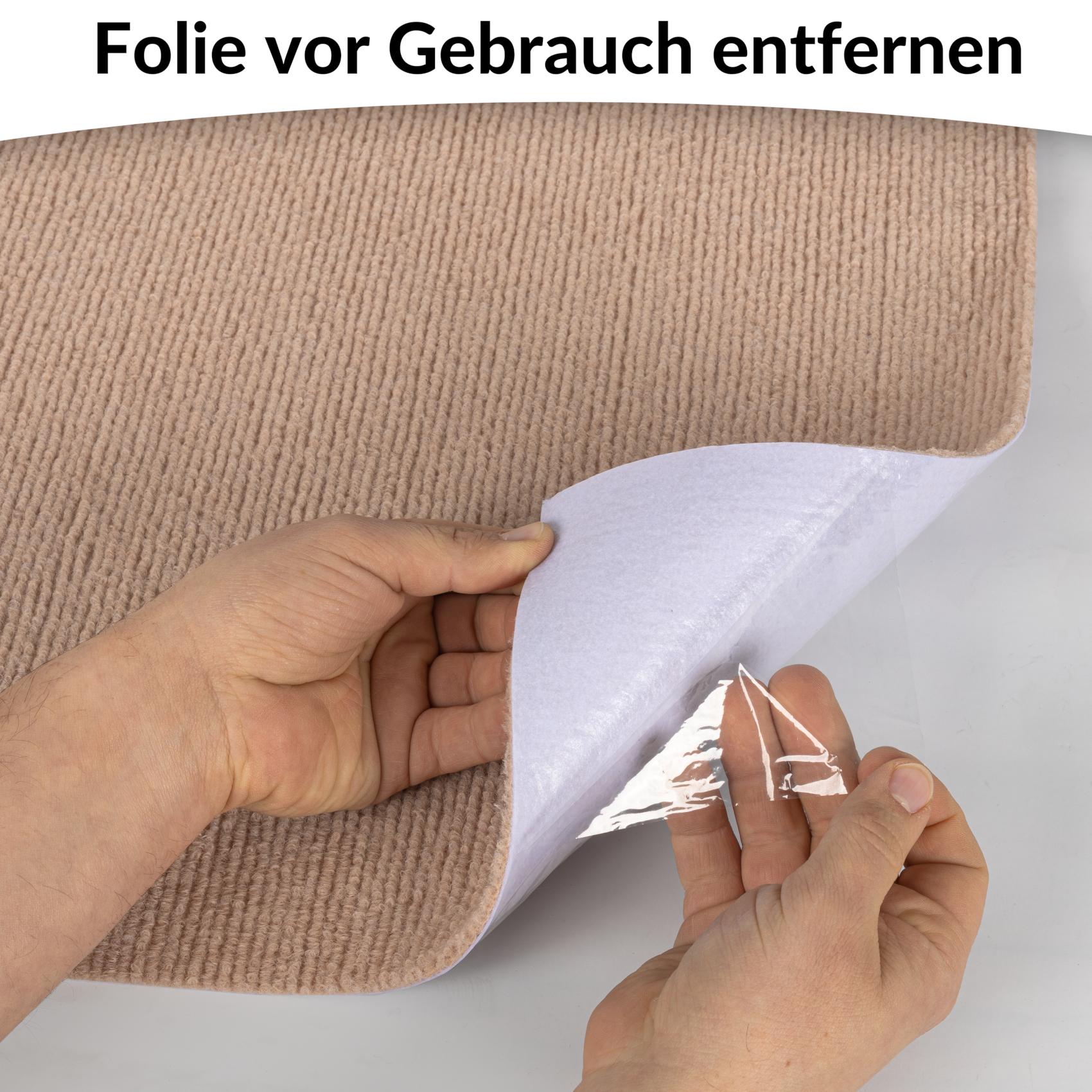 Selbsthaftende Bodenmatte Teppich Antirutsch-Matte Bodenbelag rutschfest in Meterware Hellbraun