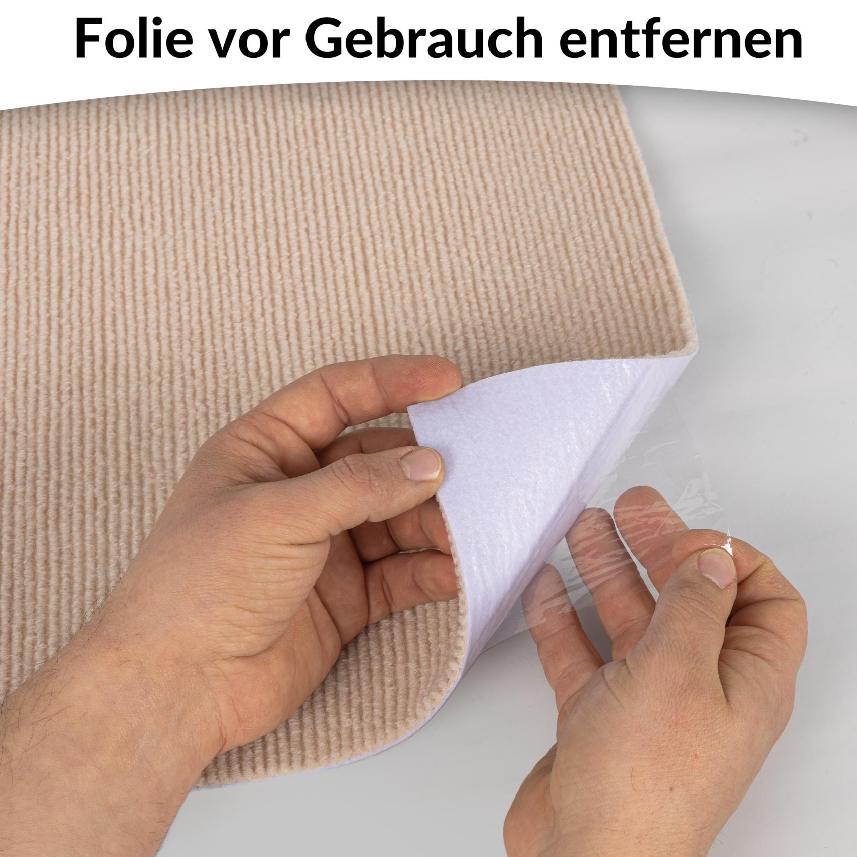 NEMCREM_30 Selbsthaftende Bodenmatte Teppich Antirutsch-Matte Bodenbelag rutschfest in Meterware Creme