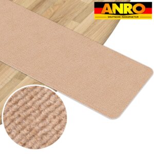 Treppenteppich Treppenstufen Teppich Stufenteppich Stufenmatte selbsthaftend Rechteckig NEMESIS Hellbraun