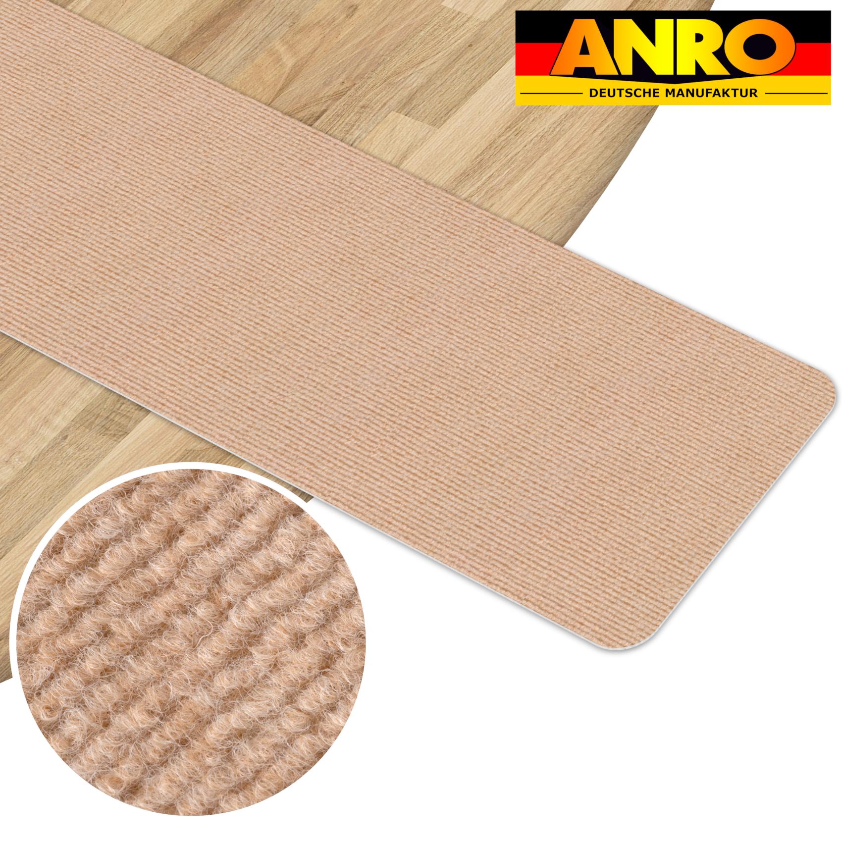 Treppenteppich Treppenstufen Teppich Stufenteppich Stufenmatte selbsthaftend Rechteckig NEMESIS Hellbraun