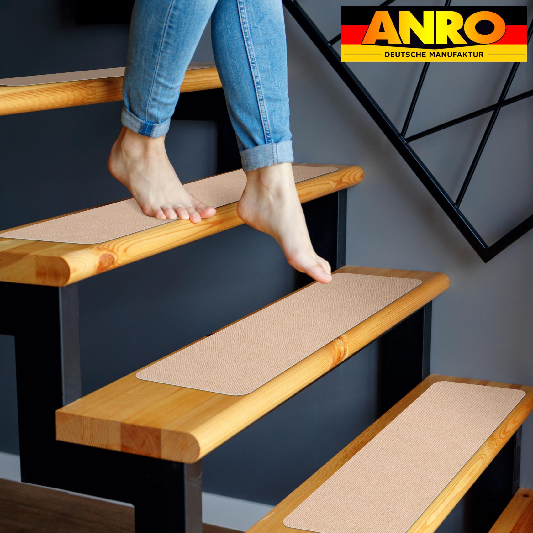 Treppenteppich Treppenstufen Teppich Stufenteppich Stufenmatte selbsthaftend Rechteckig NEMESIS Creme