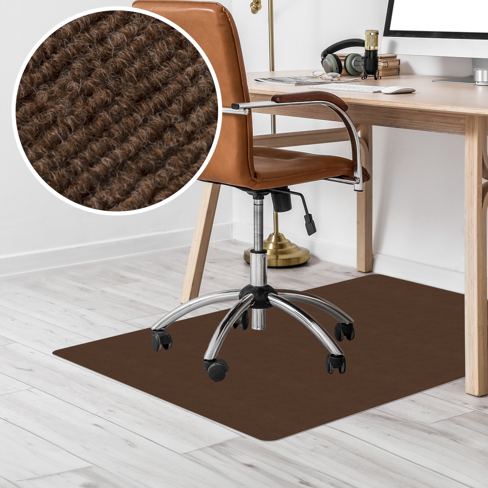 NEMCHOK-RE_20 Bodenschutzmatte Teppich Bürostuhlunterlage Schreibtischstuhlunterlage selbsthaftend NEMESIS Schoko
