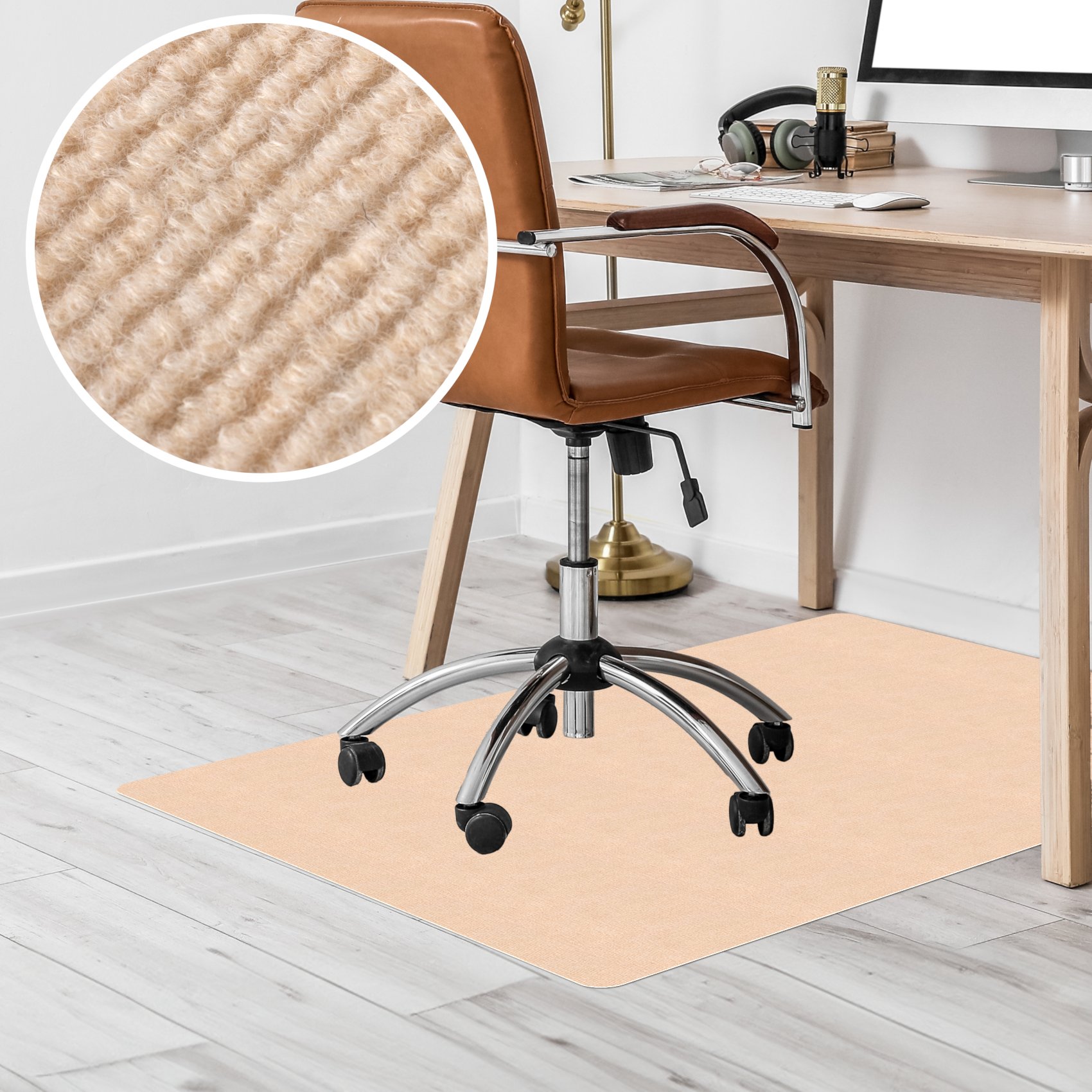 NEMCREM-RE_20 Bodenschutzmatte Teppich Bürostuhlunterlage Schreibtischstuhlunterlage selbsthaftend NEMESIS Creme