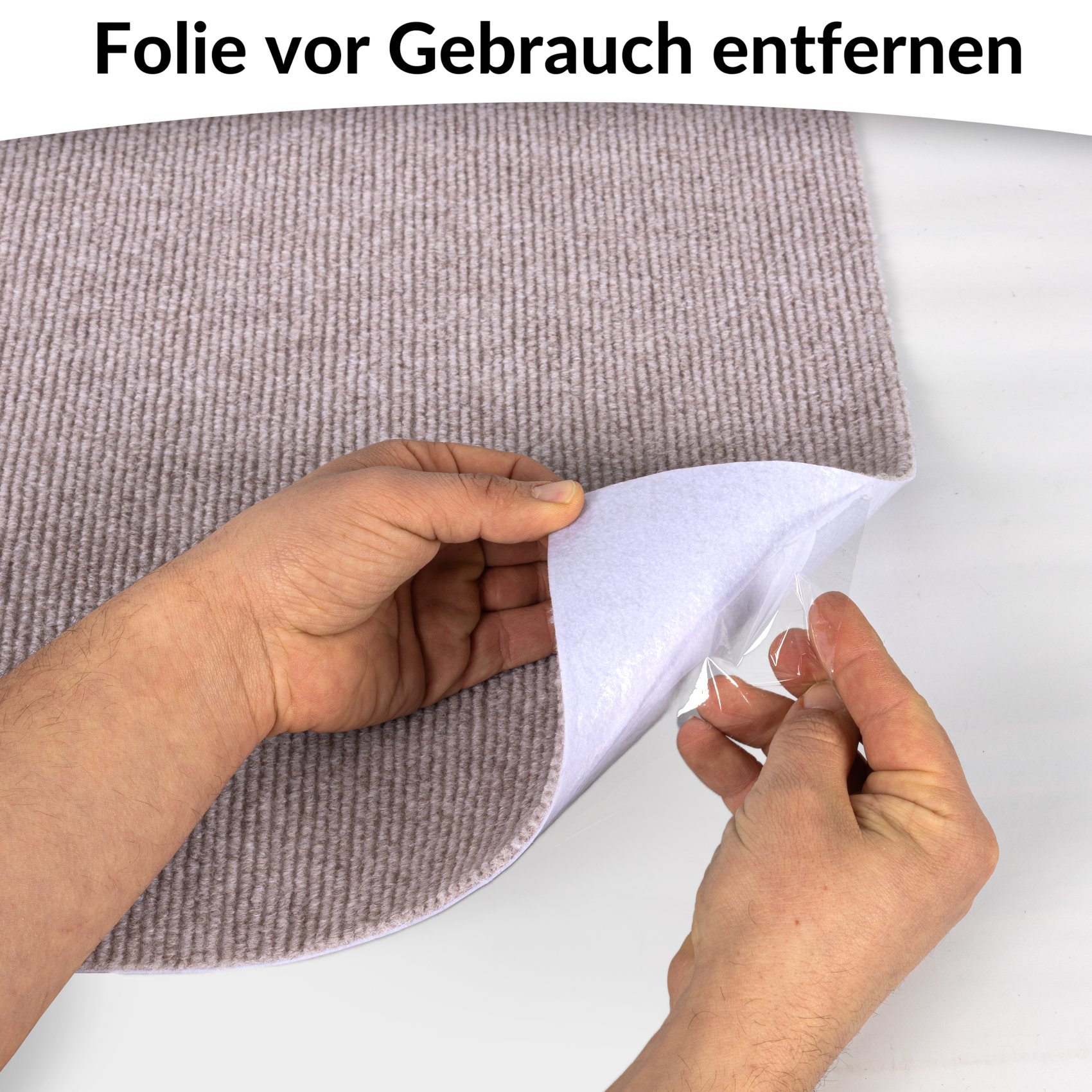 NEMBEIG_30 Selbsthaftende Bodenmatte Teppich Antirutsch-Matte Bodenbelag rutschfest in Meterware Beige