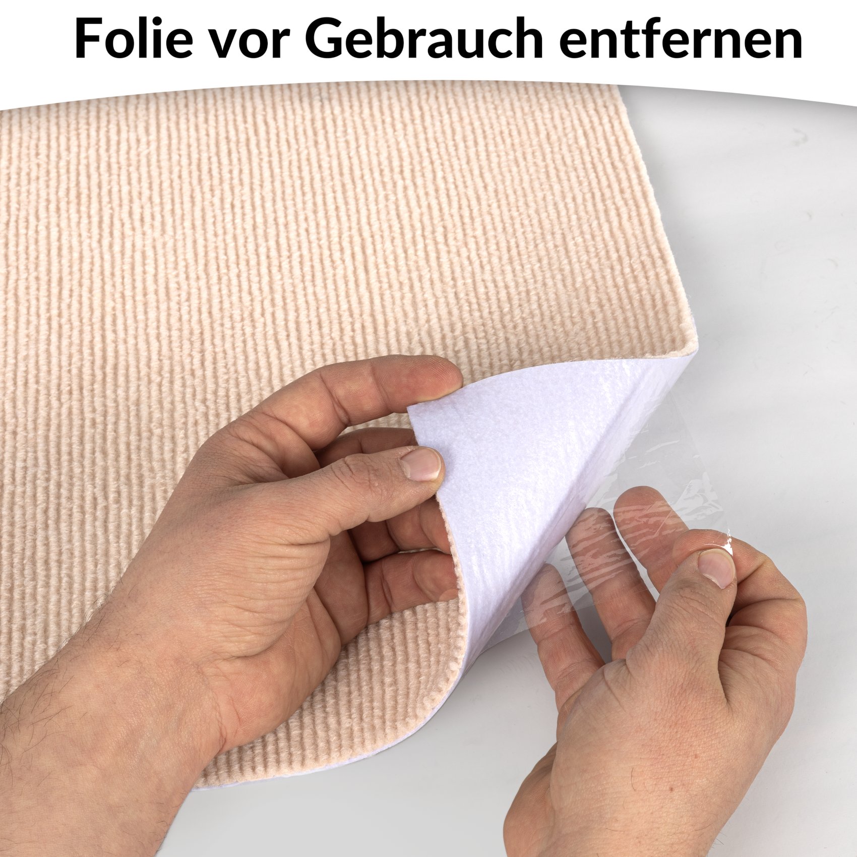 NEMCREM_30 Selbsthaftende Bodenmatte Teppich Antirutsch-Matte Bodenbelag rutschfest in Meterware Creme