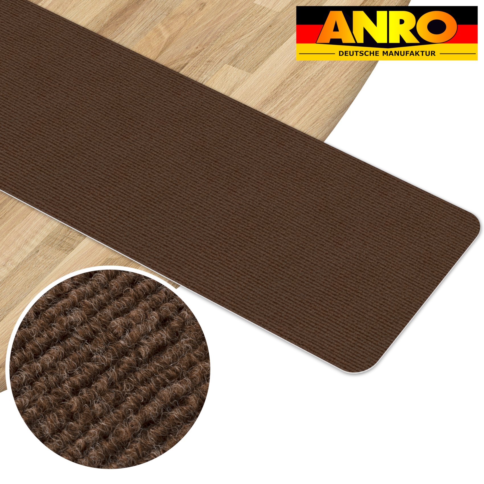 Treppenteppich Treppenstufen Teppich Stufenteppich Stufenmatte selbsthaftend Rechteckig NEMESIS Schoko