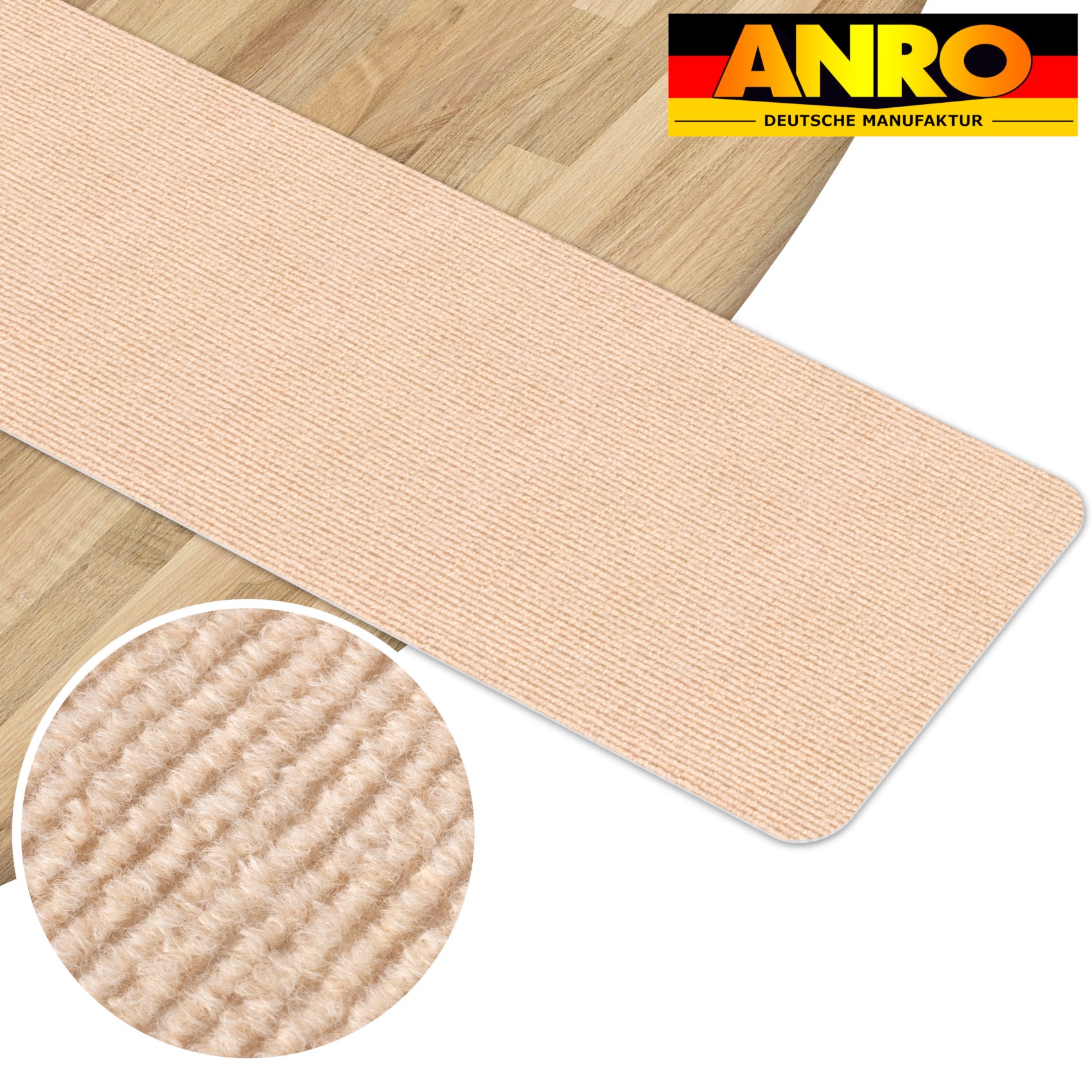 Treppenteppich Treppenstufen Teppich Stufenteppich Stufenmatte selbsthaftend Rechteckig NEMESIS Creme