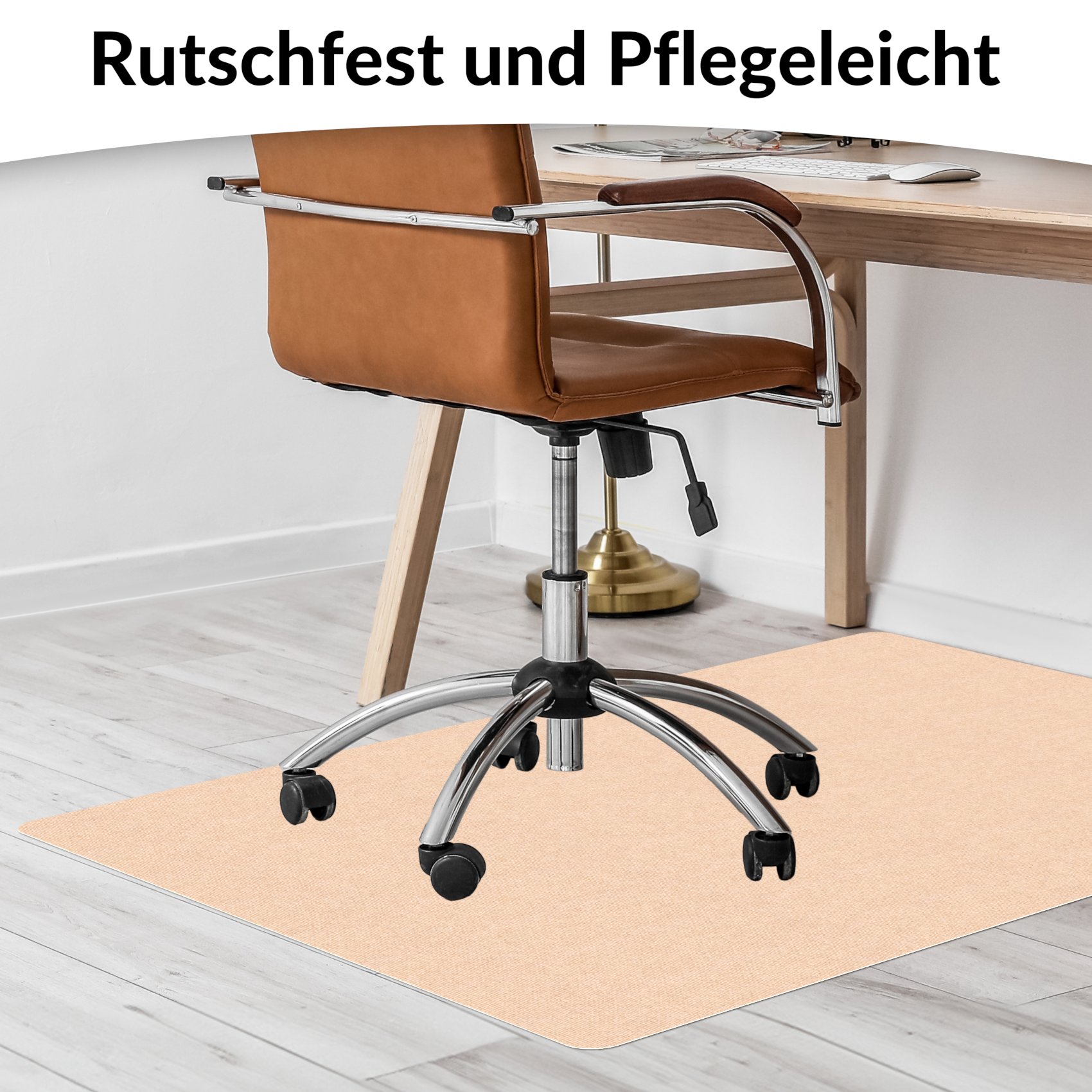 NEMCREM-RE_30 Bodenschutzmatte Teppich Bürostuhlunterlage Schreibtischstuhlunterlage selbsthaftend NEMESIS Creme