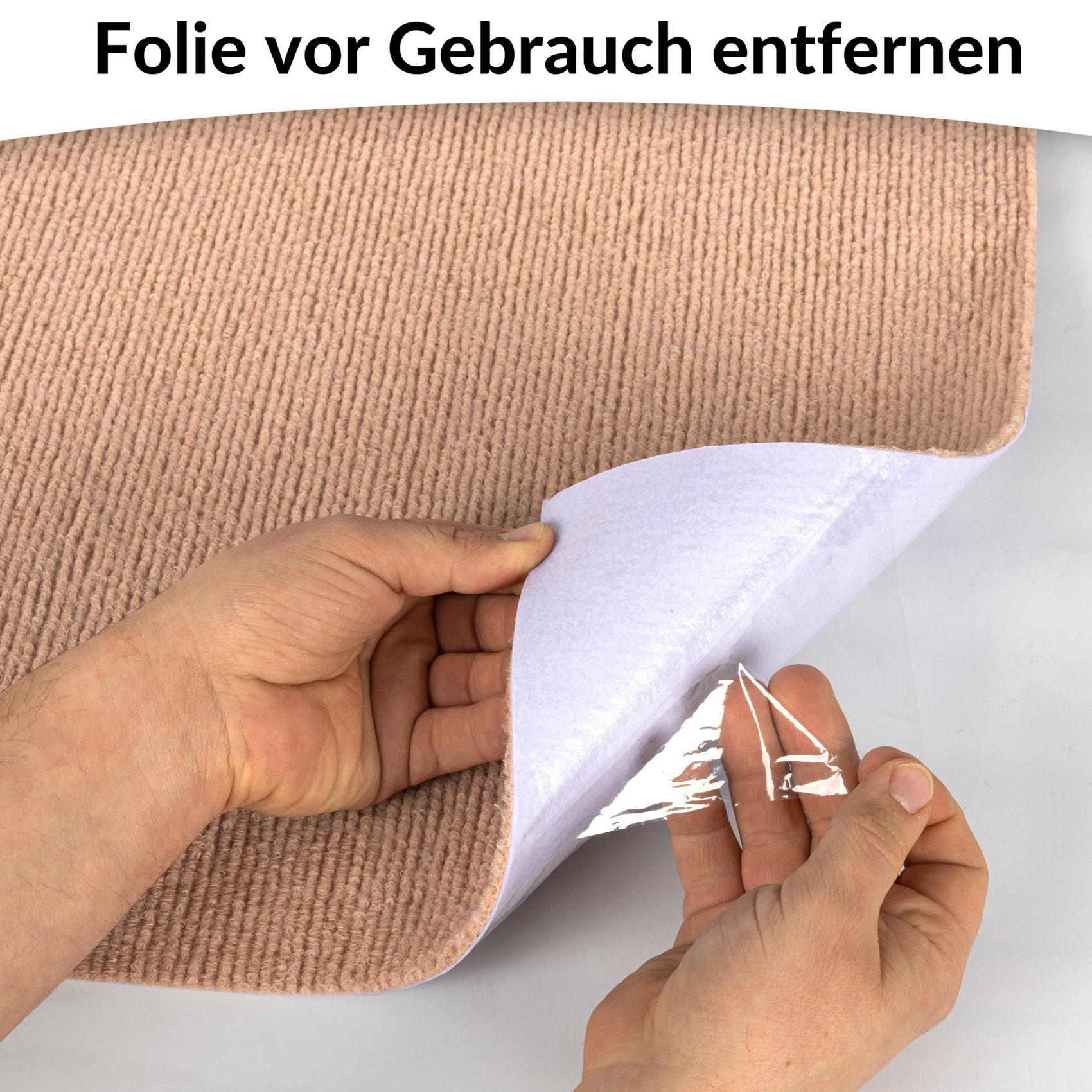 Selbsthaftende Bodenmatte Teppich Antirutsch-Matte Bodenbelag rutschfest in Meterware Hellbraun