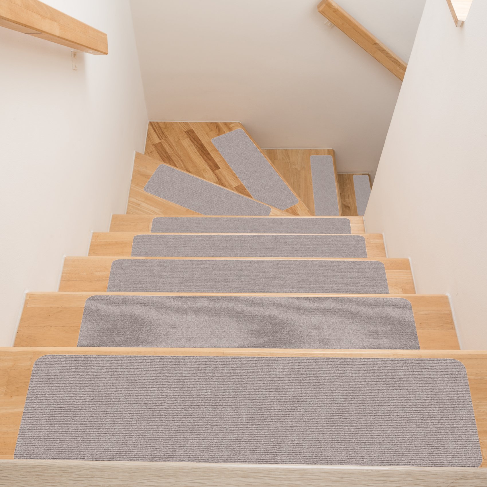 Treppenteppich Treppenstufen Teppich Stufenteppich Stufenmatte selbsthaftend Rechteckig NEMESIS Beige