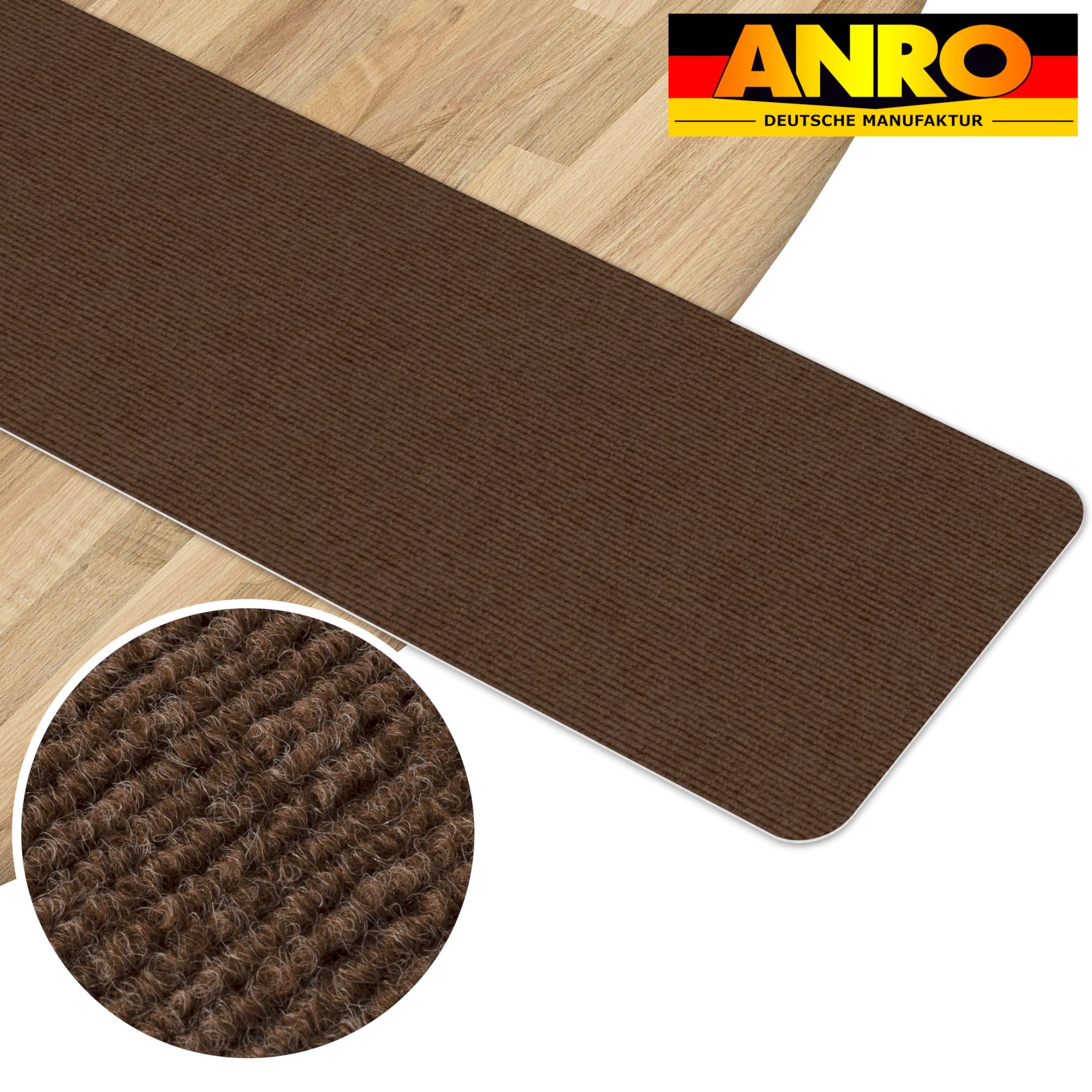 Treppenteppich Treppenstufen Teppich Stufenteppich Stufenmatte selbsthaftend Rechteckig NEMESIS Schoko