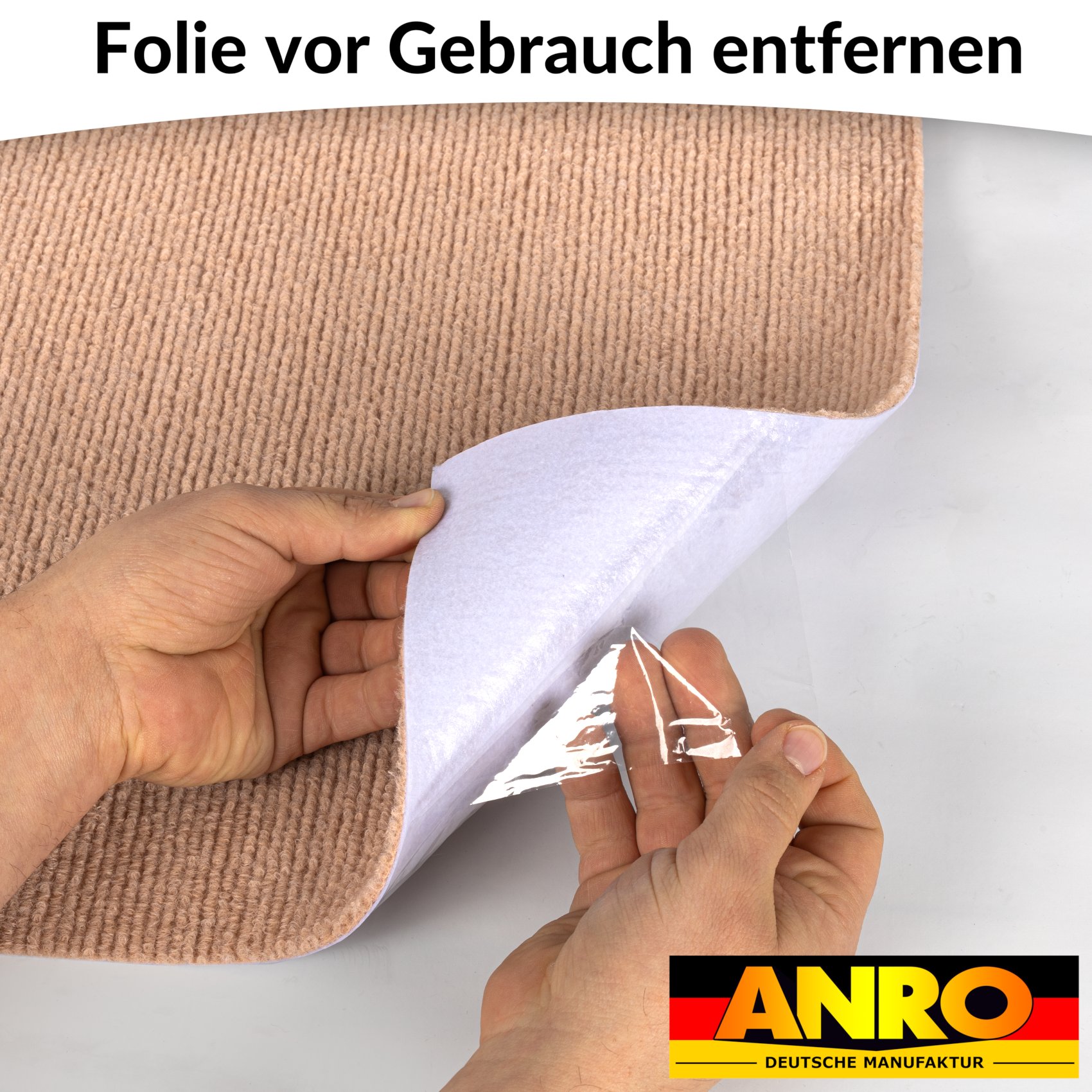 Treppenteppich Treppenstufen Teppich Stufenteppich Stufenmatte selbsthaftend Rechteckig NEMESIS Hellbraun