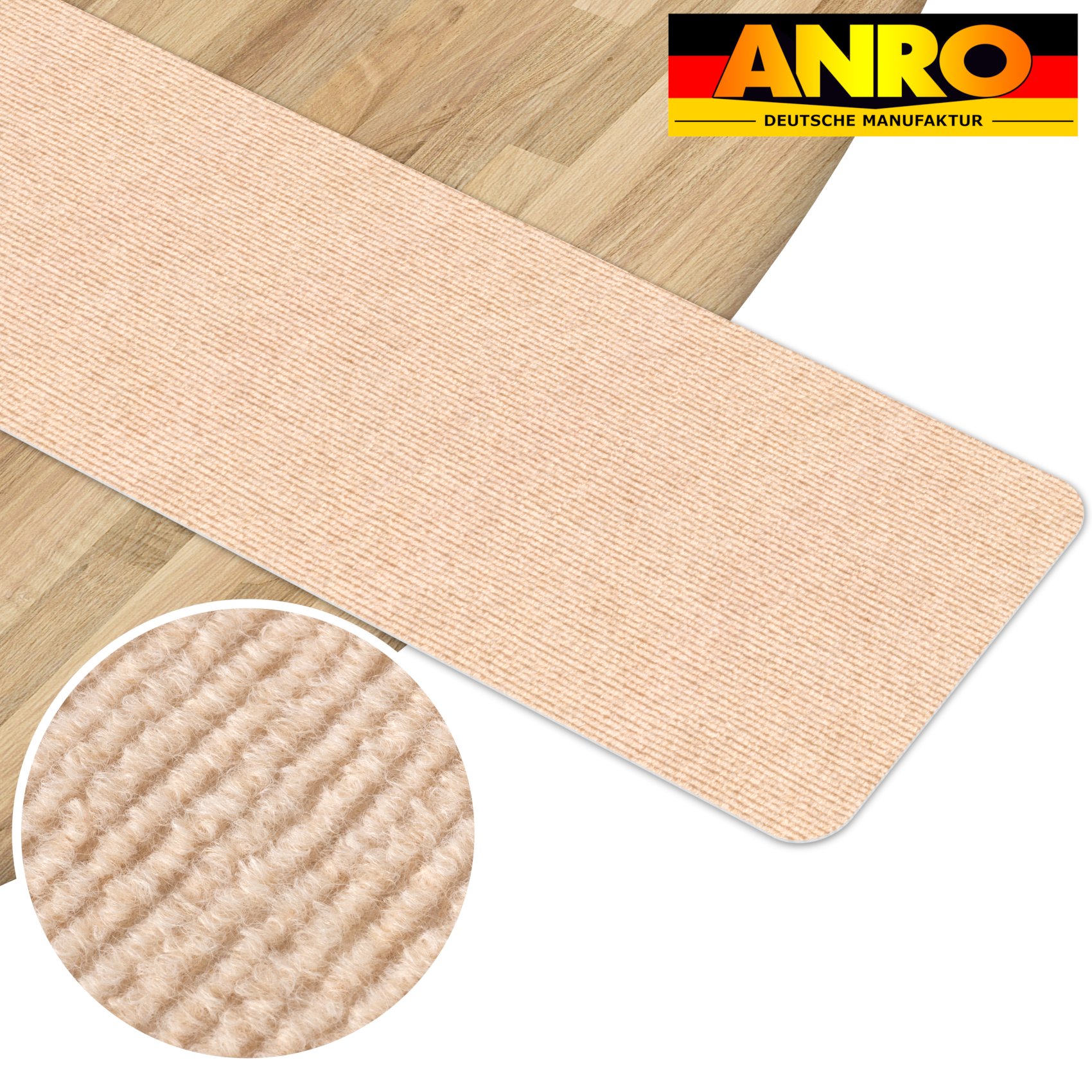 Treppenteppich Treppenstufen Teppich Stufenteppich Stufenmatte selbsthaftend Rechteckig NEMESIS Creme