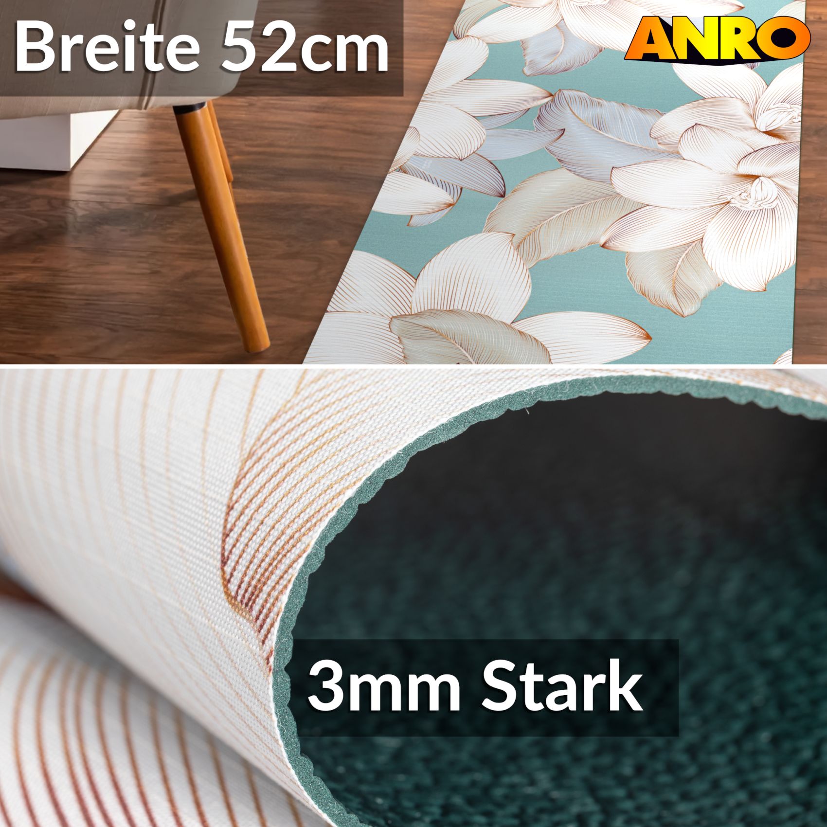 SPRINT85_30 Küchenläufer waschbar Küchenteppich rutschfest Sprinty Filadelfo 52cm Breite