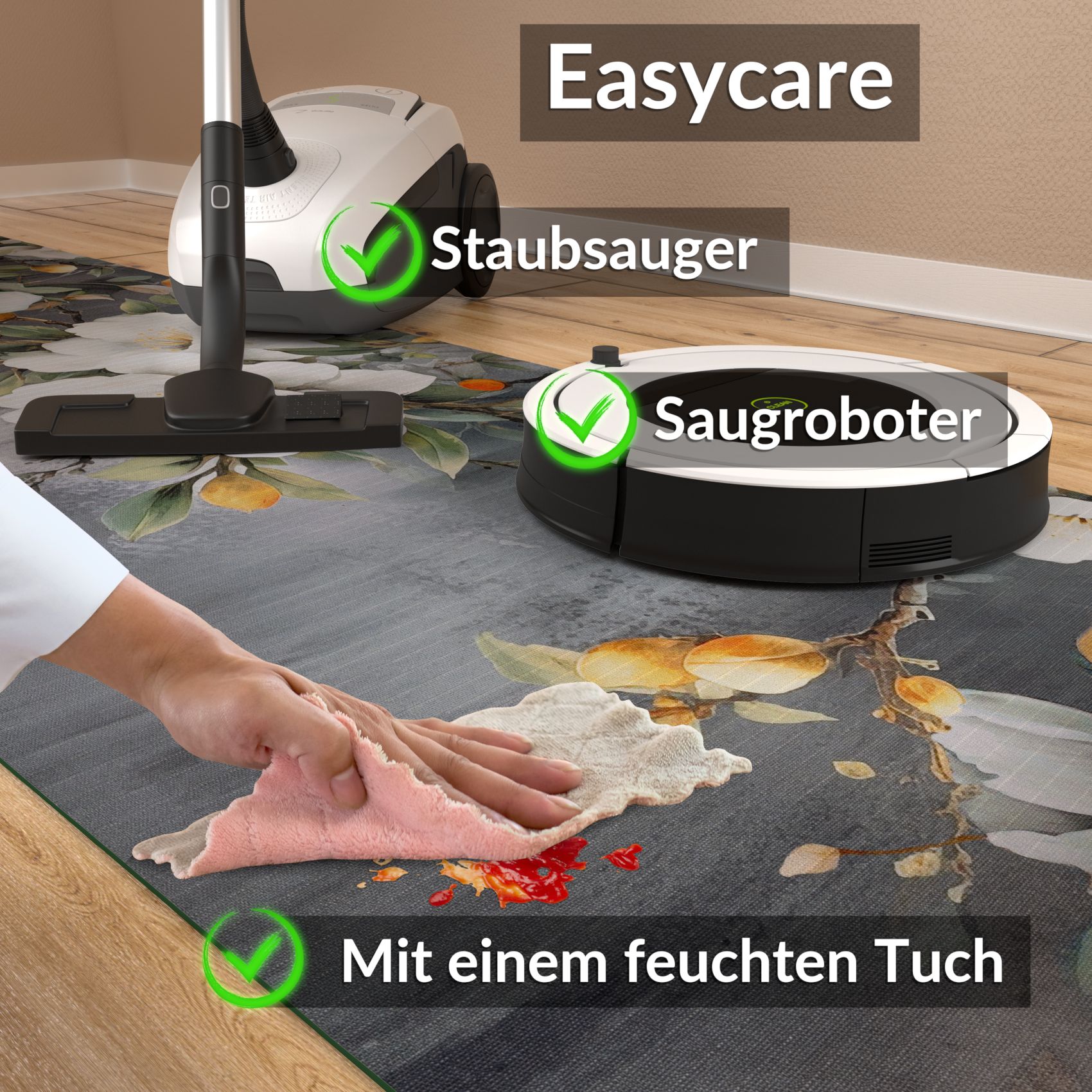 SPRINT86_70 Küchenläufer waschbar Küchenteppich rutschfest Sprinty Sara 52cm Breite