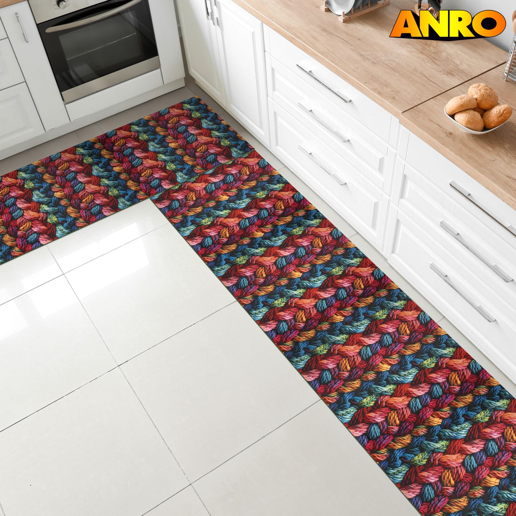 Küchenläufer waschbar Küchenteppich rutschfest Sprinty Drappo 52cm Breite