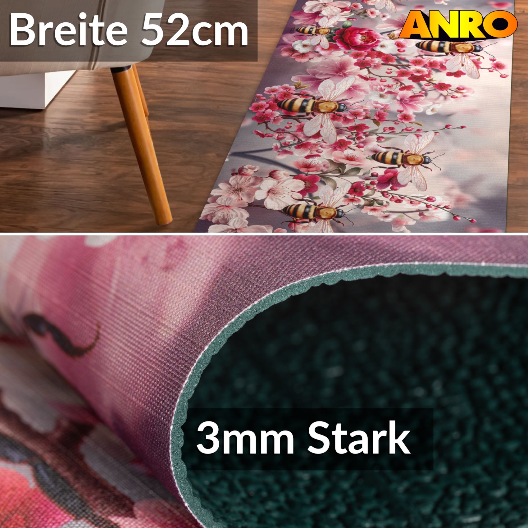 SPRINT91_30 Küchenläufer waschbar Küchenteppich rutschfest Sprinty Bosforo 52cm Breite